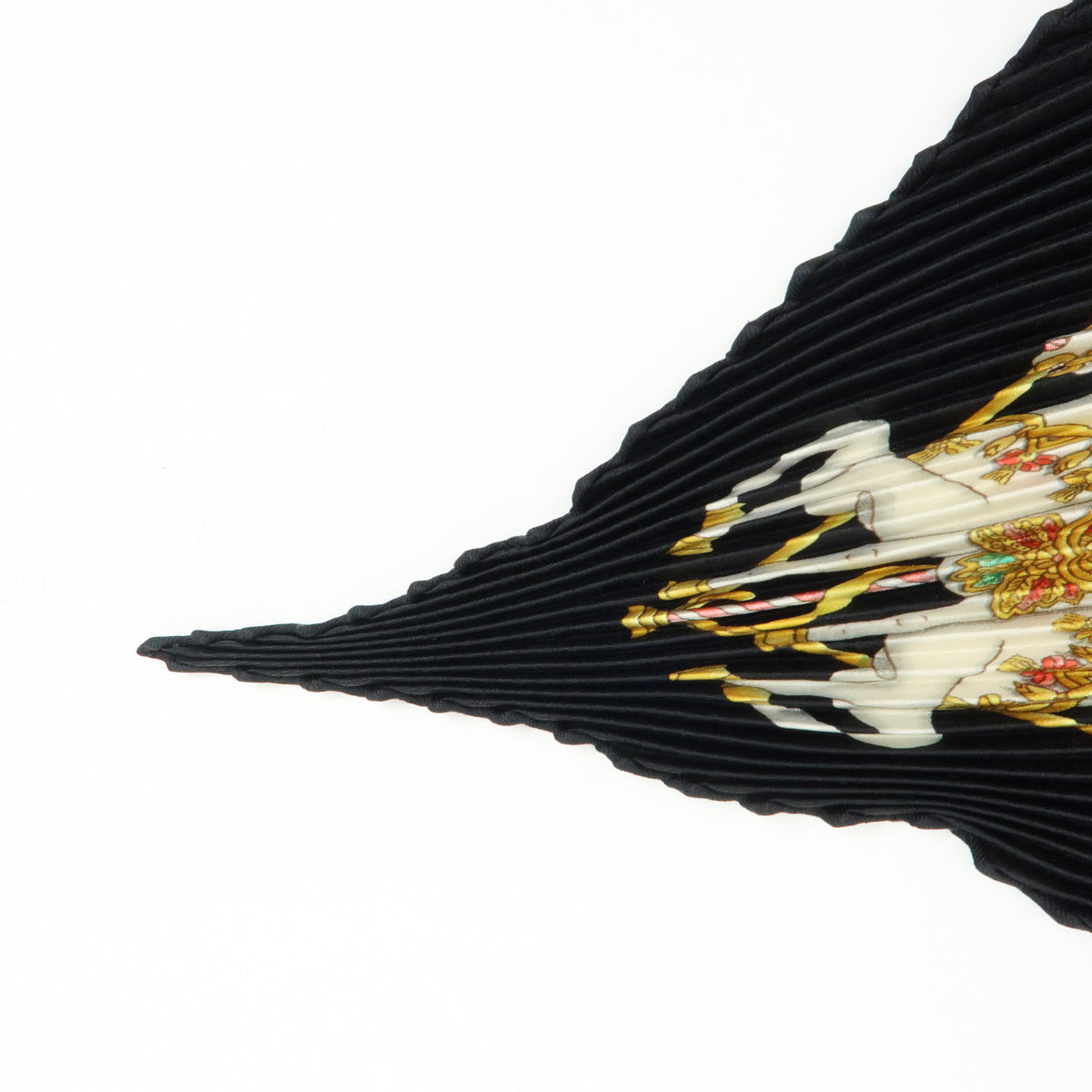 HERMES Pleated Carre 90 Silk 100% Luna Park Black Multicolor