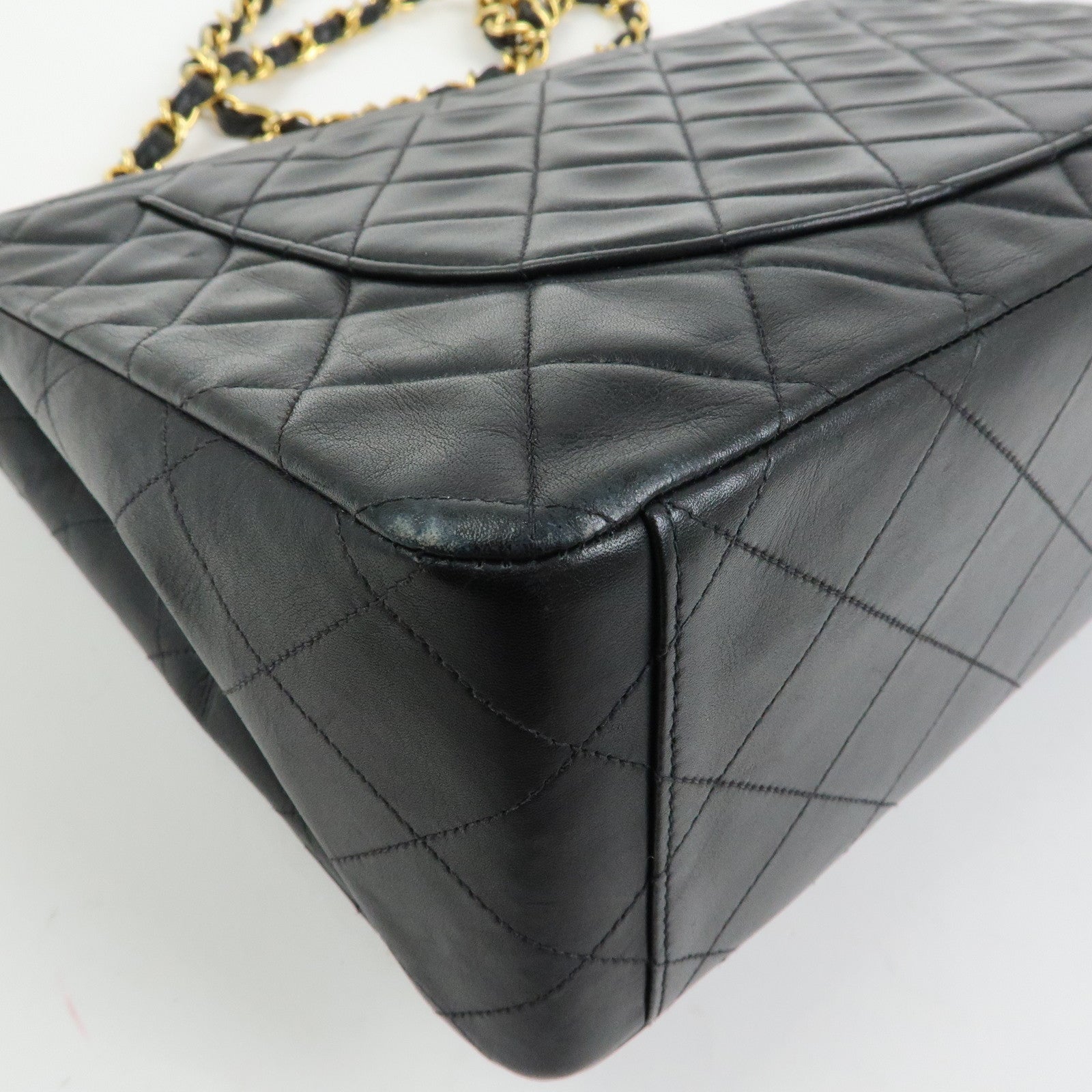 CHANEL Jumbo Matelasse 34 Lamb Skin Shoulder Bag Black A01094