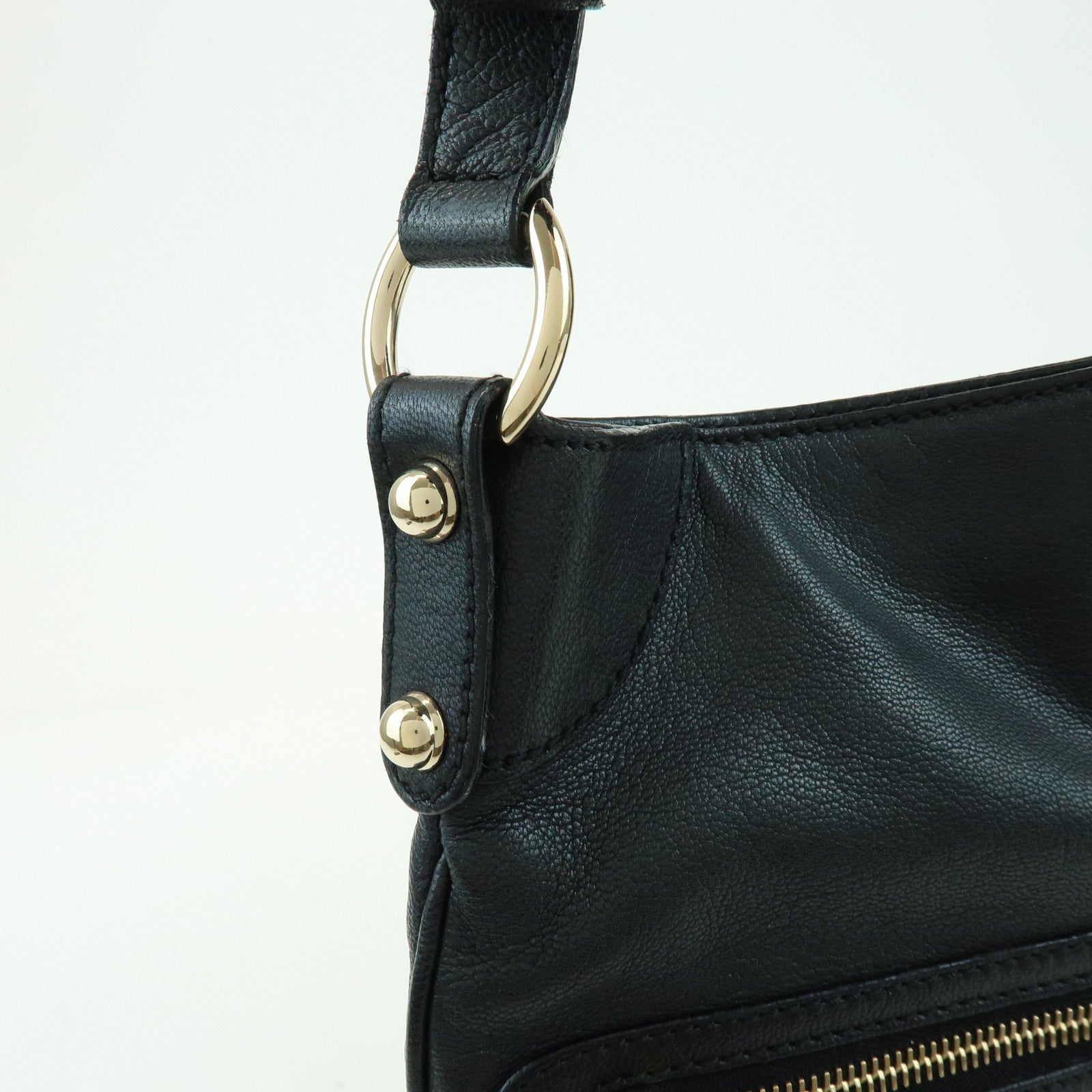 GUCCI Sherry Leather Shoulder Bag Hand Bag Black 154392