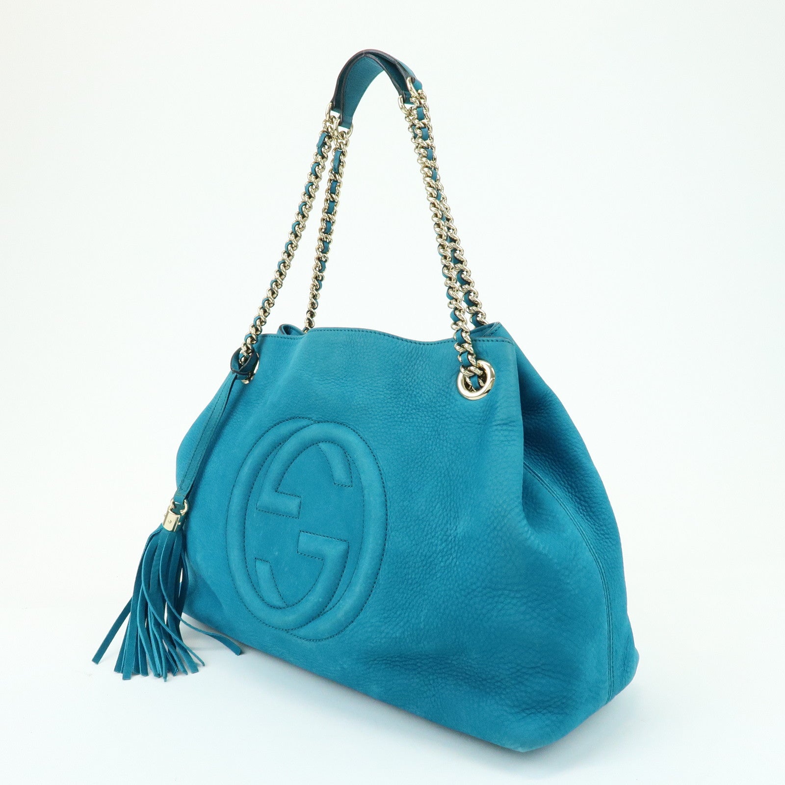 GUCCI SOHO Interlocking G Chain Shoulder Bag Blue 308982