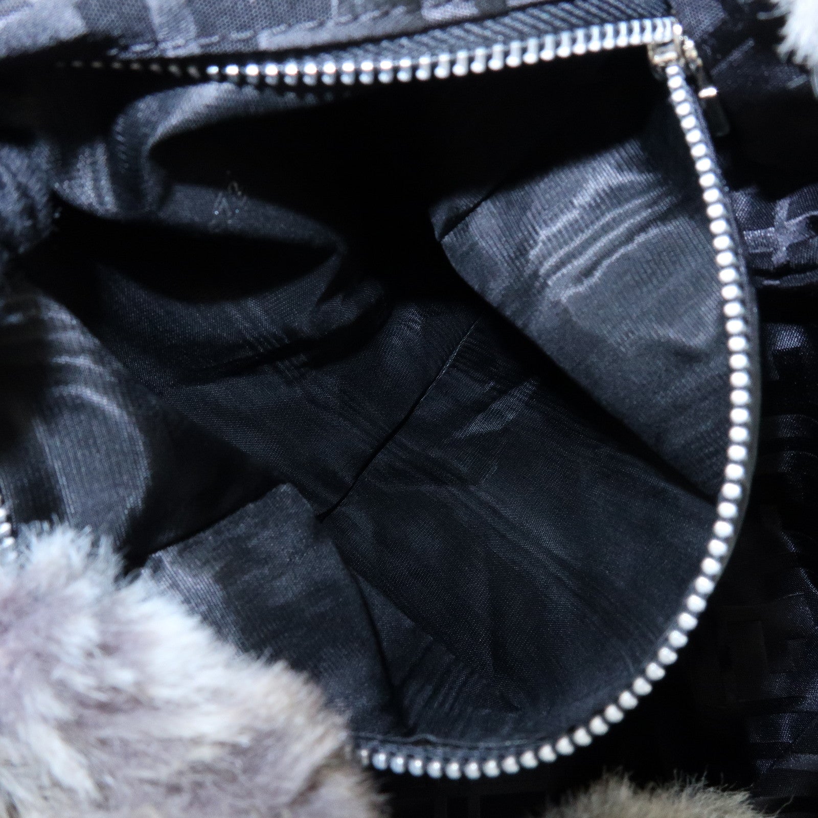 FENDI Zucca Mink like Fur Suede Backpack Rucksuck Gray