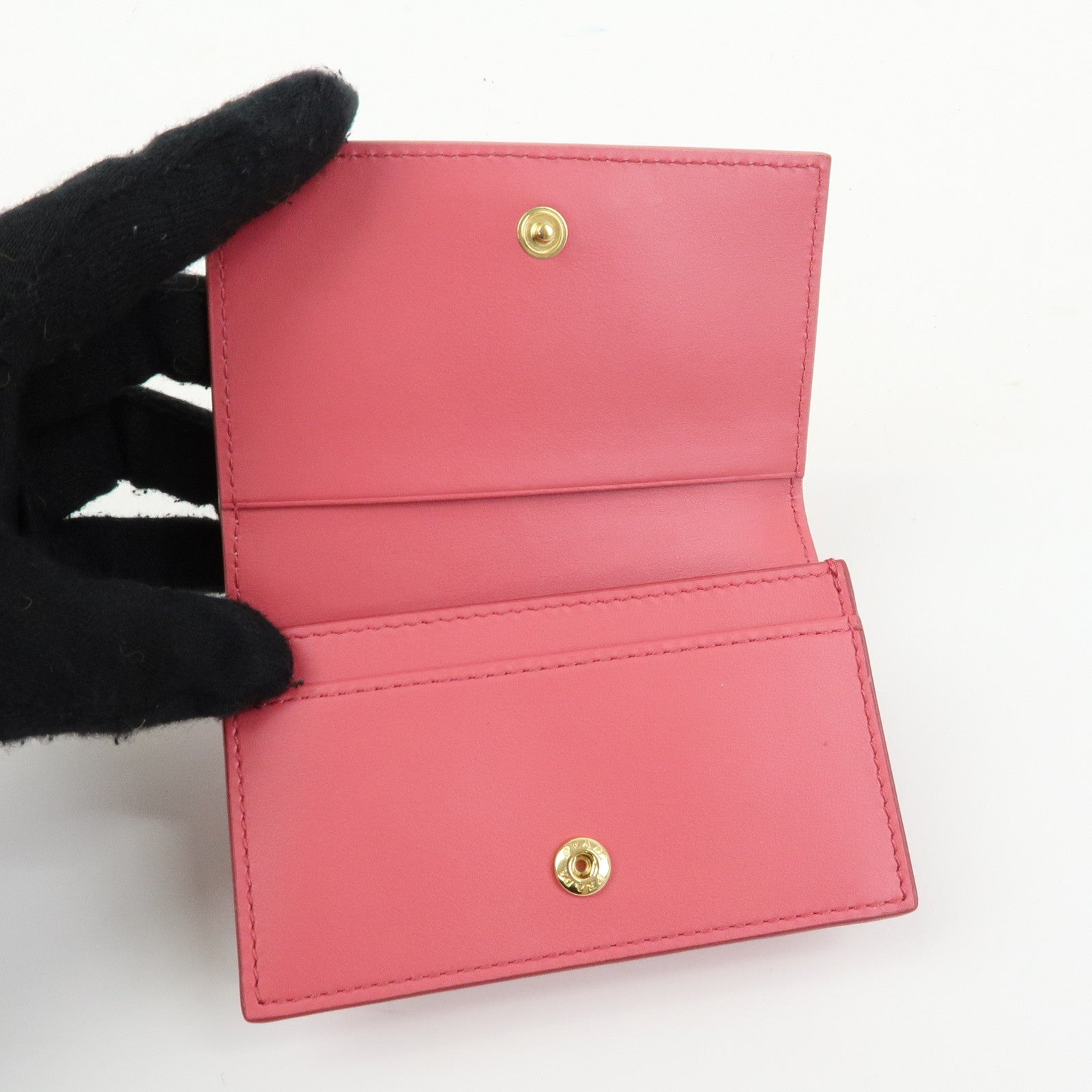 PRADA Ribbon Motif Saffiano Leather Card Case Card Holder Pink