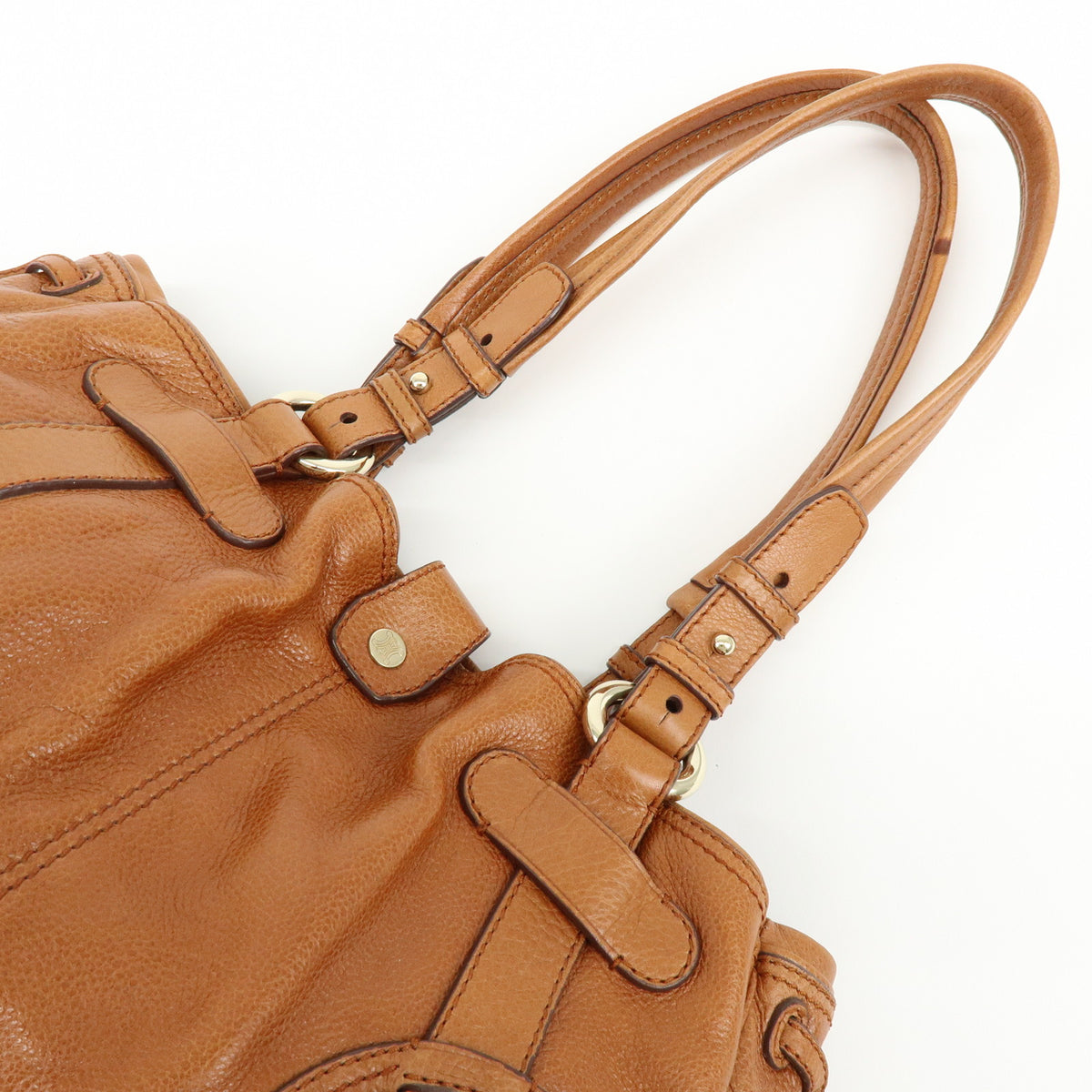 CELINE Macadam Leather Shoulder Bag Boston Bag Brown