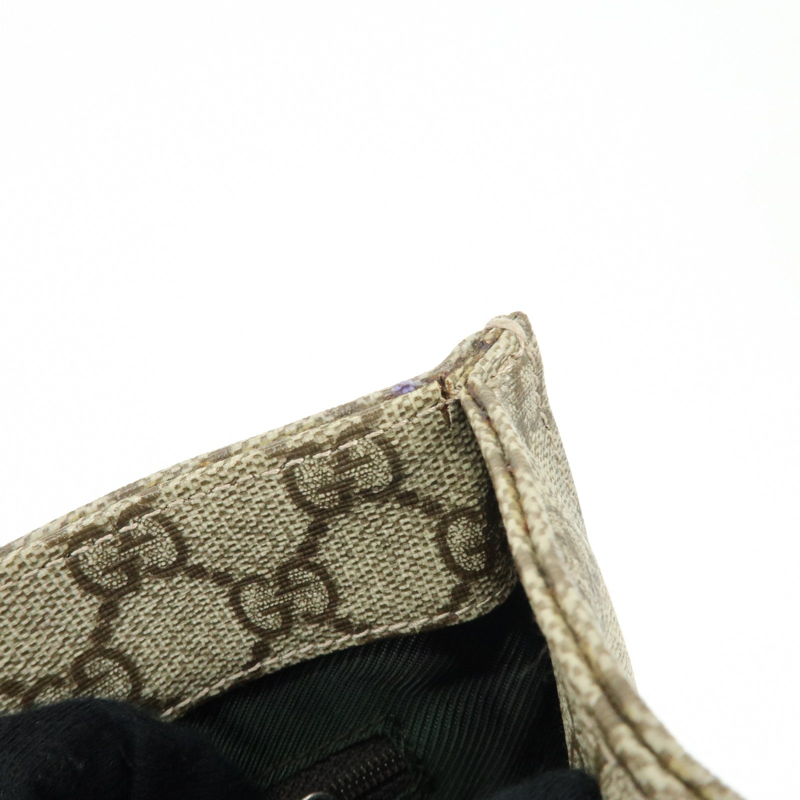 GUCCI GG Supreme Leather Tote Bag Hand Bag Beige Dark Brown 91249