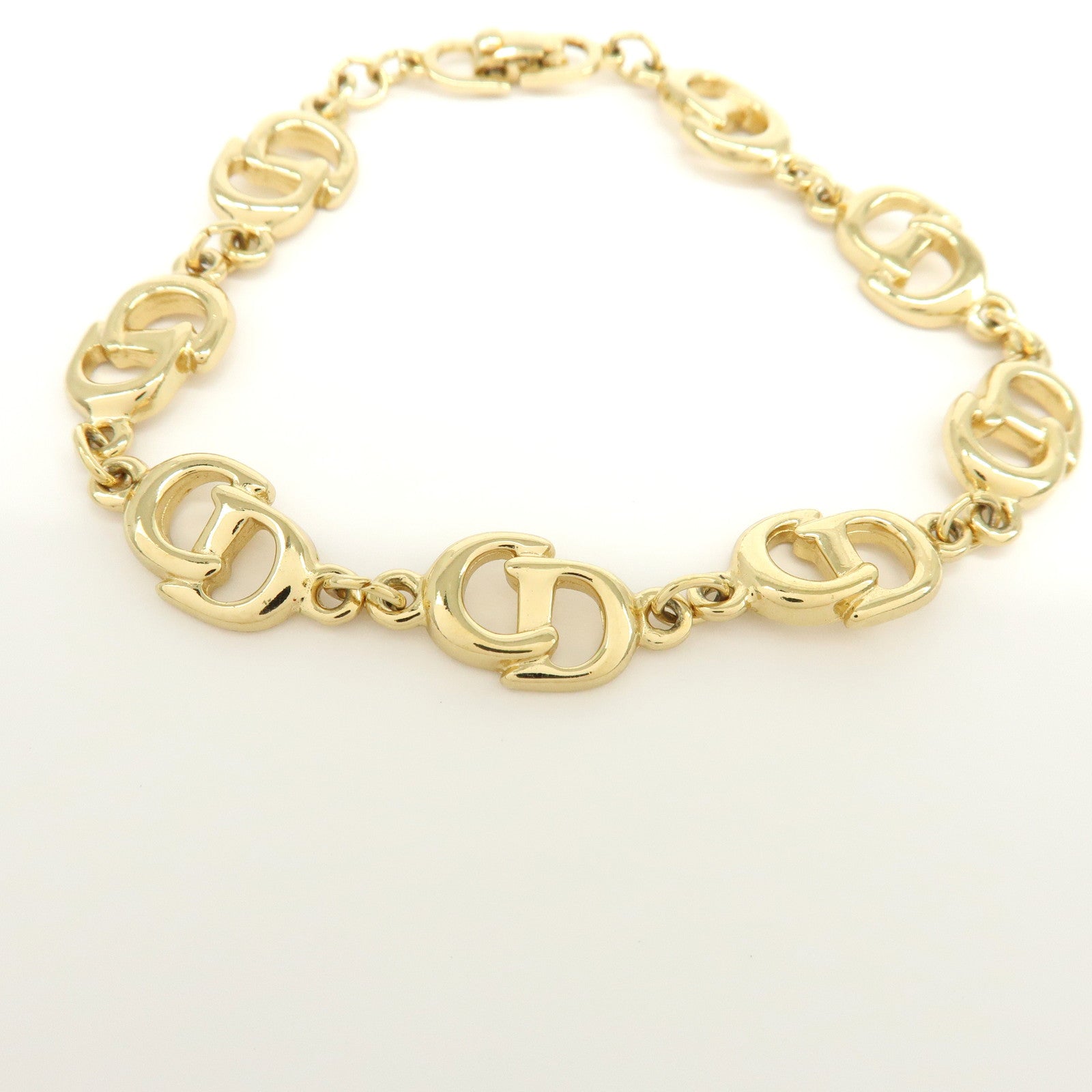 Christian Dior CD Logo Chain Metal Bracelet Gold