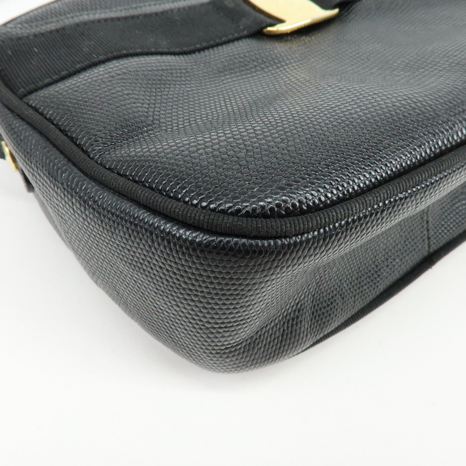 Ferragamo Vara Embossed Leather Shoulder Crossbody Bag Black