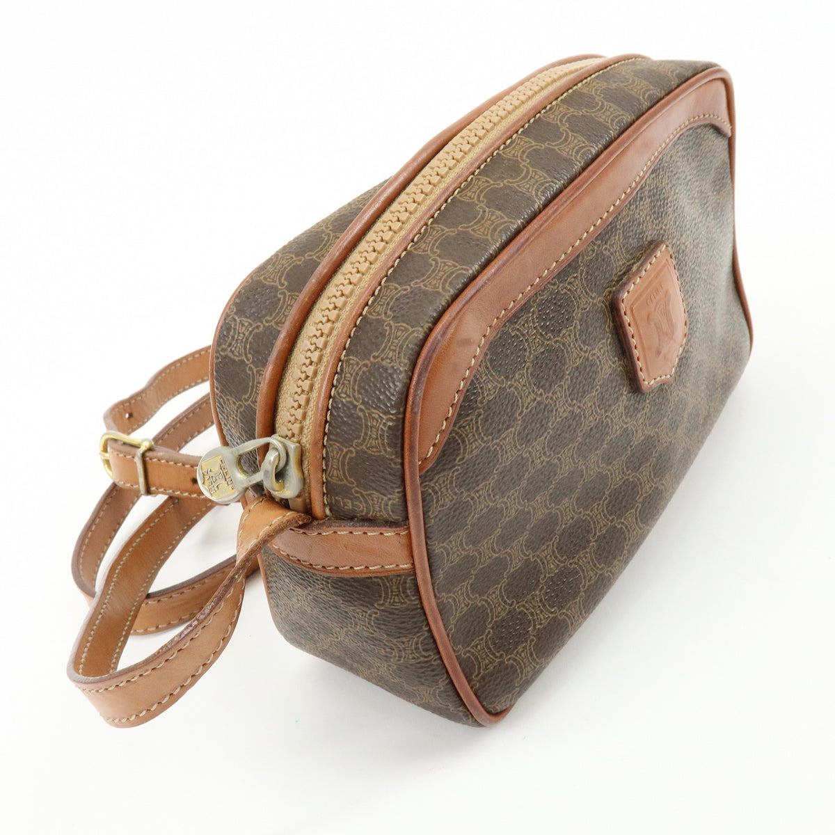 CELINE Macadam PVC Leather Shoulder Bag Crossbody Bag Brown