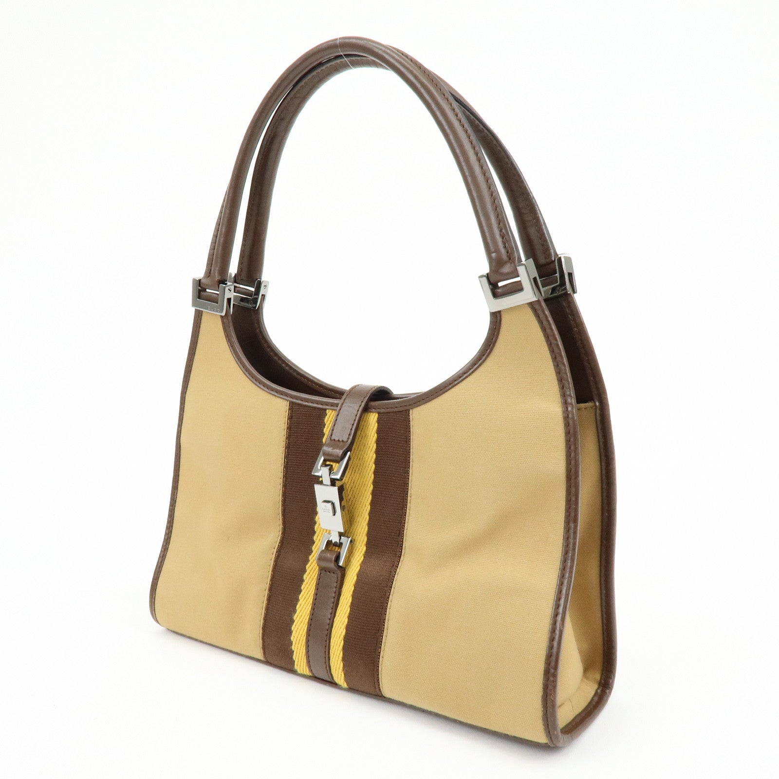GUCCI Jackie Sherry Canvas Leather Shoulder Bag Hand Bag 002.1068