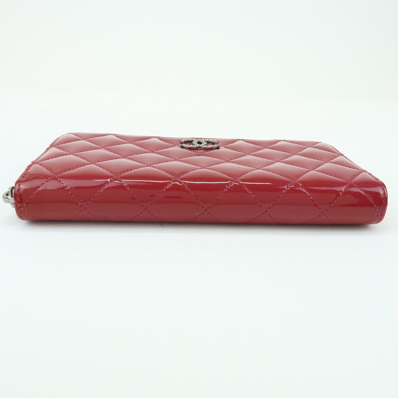 CHANEL Matelasse Patent Leather Zippy Long Wallet Pink