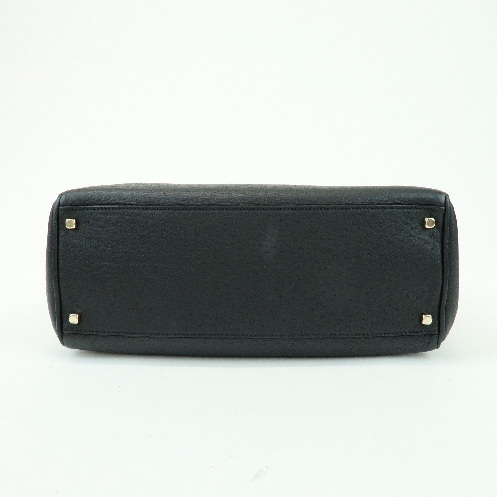 Ferragamo Gancini Leather Hand Bag Shoulder Bag Black