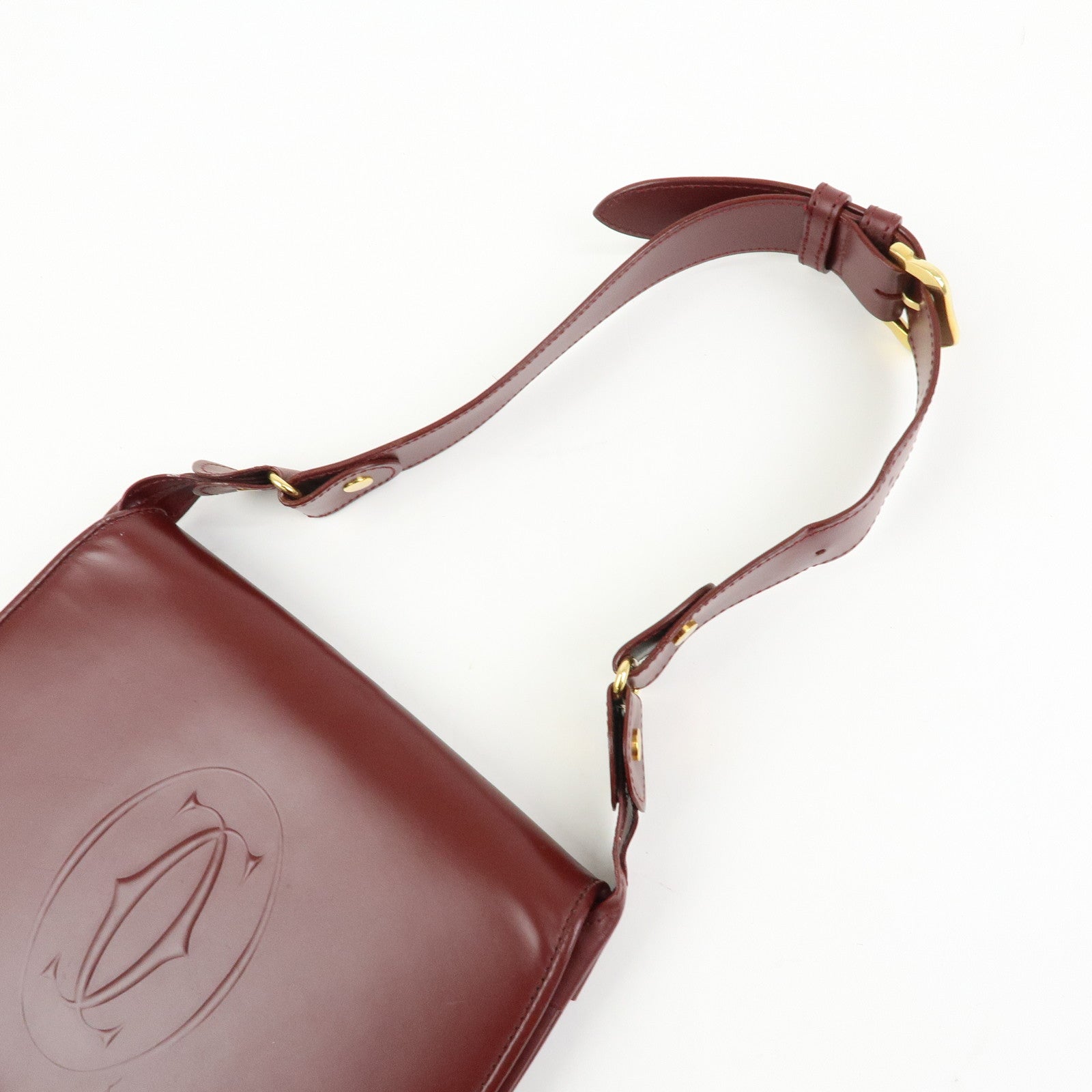 Cartier Must de Cartier Leather Shoulder Bag Bordeaux
