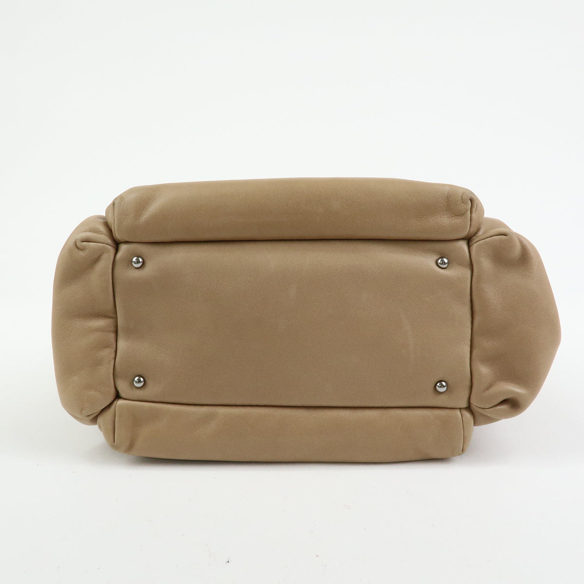 CHANEL LAX Accordion Lamb Skin Chain Shoulder Bag Hand Bag Beige