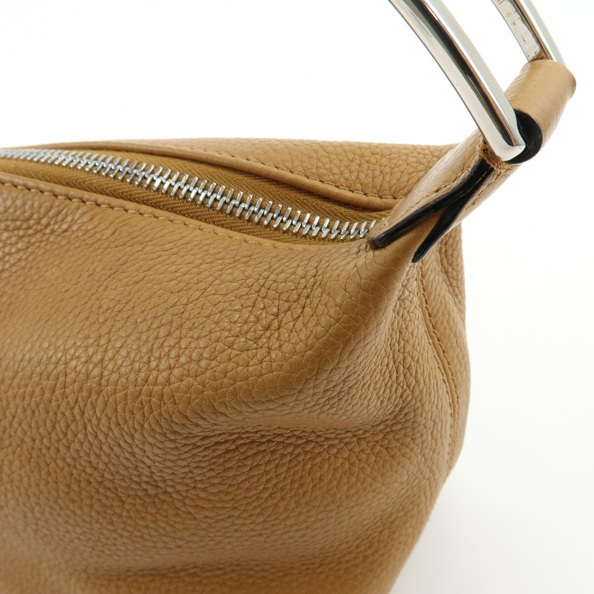 CELINE Logo Leather Shoulder Bag Hand Bag Camel