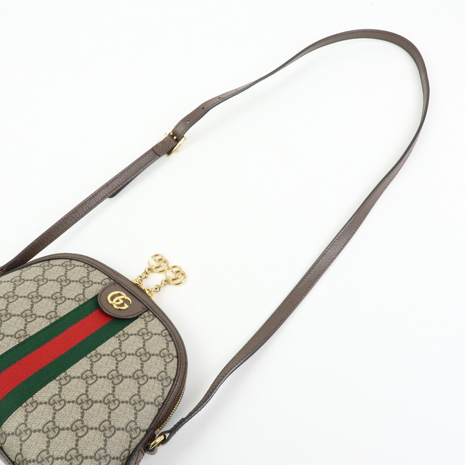 GUCCI Ophidia Sherry GG Supreme Leather Shoulder Bag Beige Brown 499621