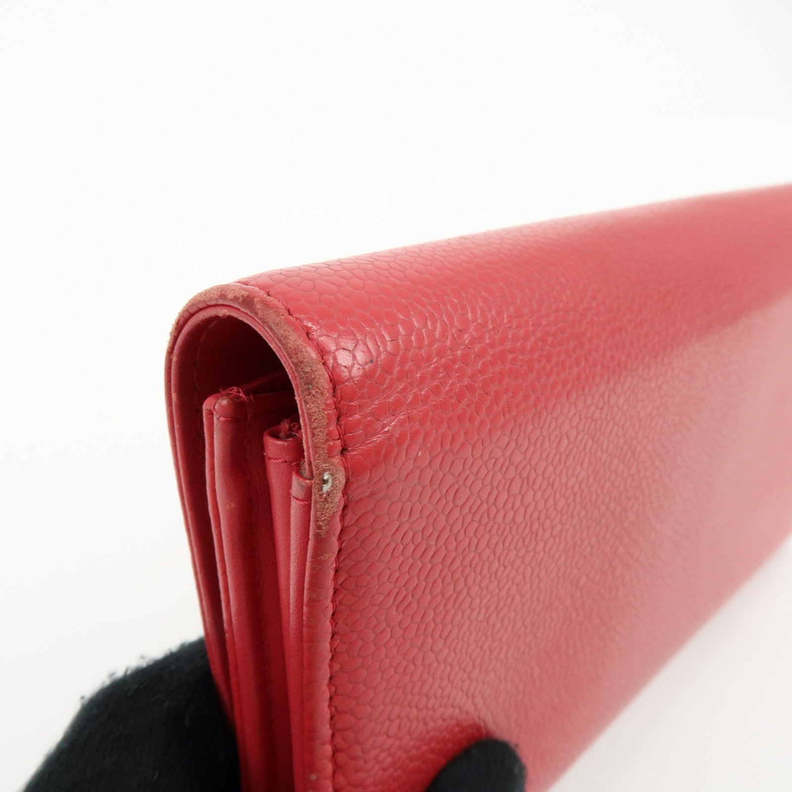 CHANEL COCO Mark Caviarskin Long Flap Wallet Red A50070
