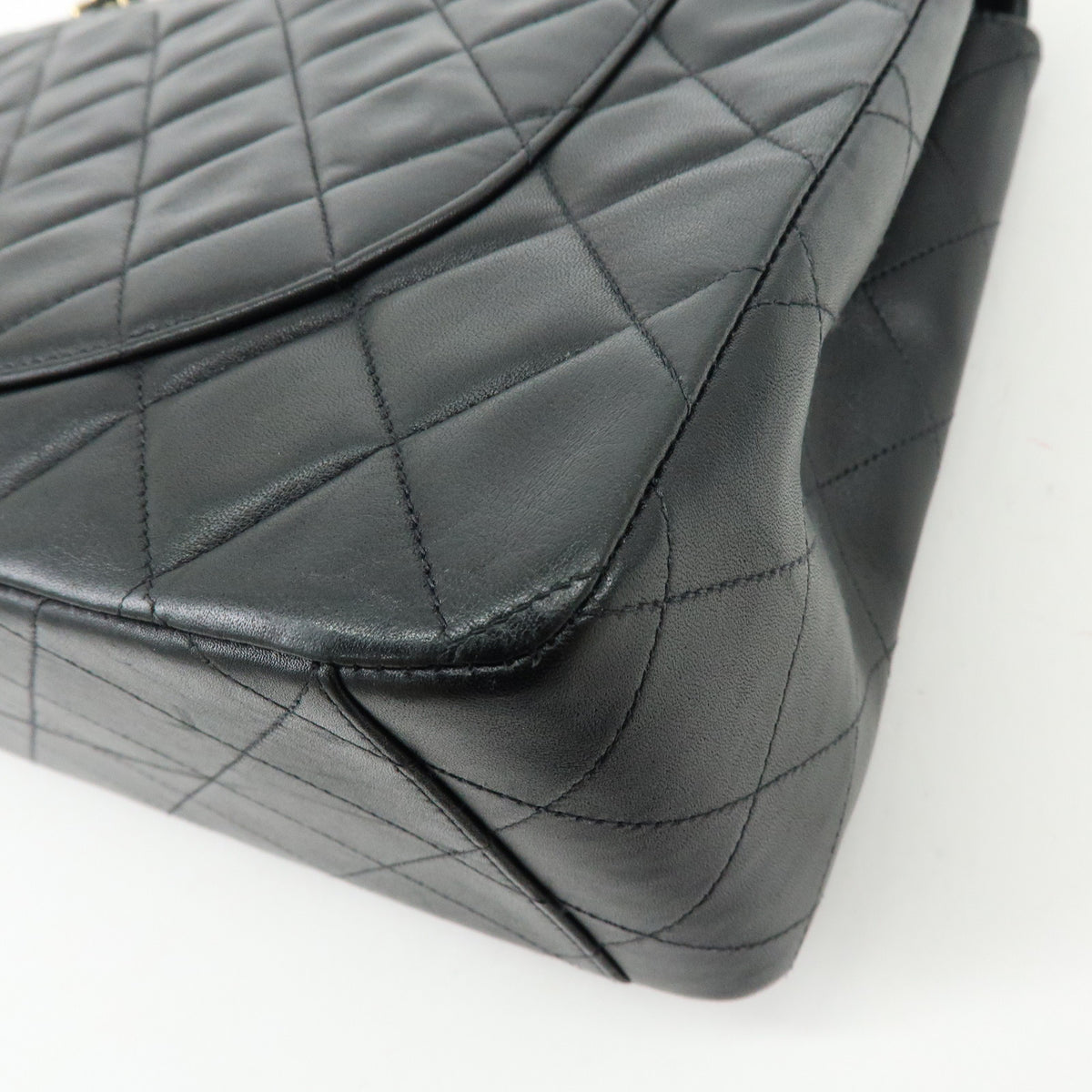 CHANEL Jumbo Matelasse 34 Lamb Skin Chain Shoulder Bag Black A01094