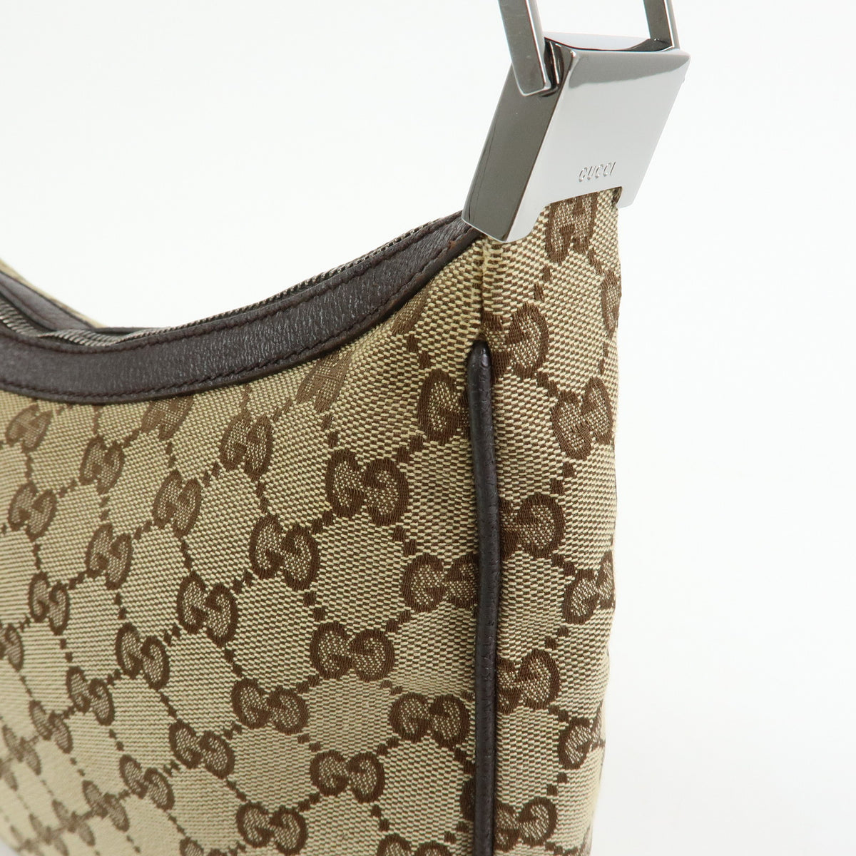 GUCCI GG Canvas Leather Shoulder Bag Crossbody Bag Beige Brown 122790