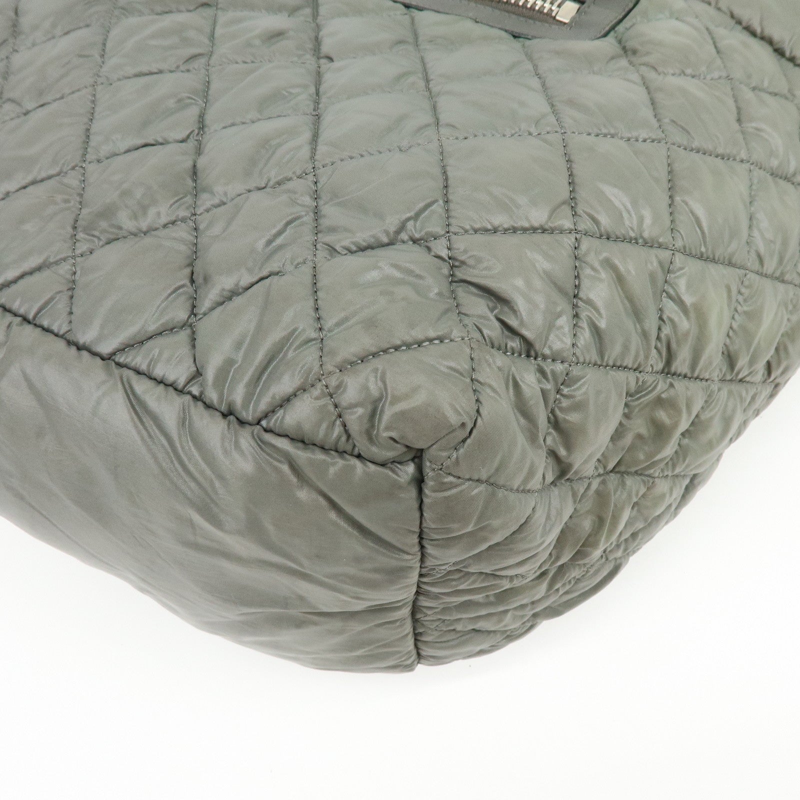 Chanel Nylon Leather Coco Cocoon Medium Tote Bag Khaki A48611