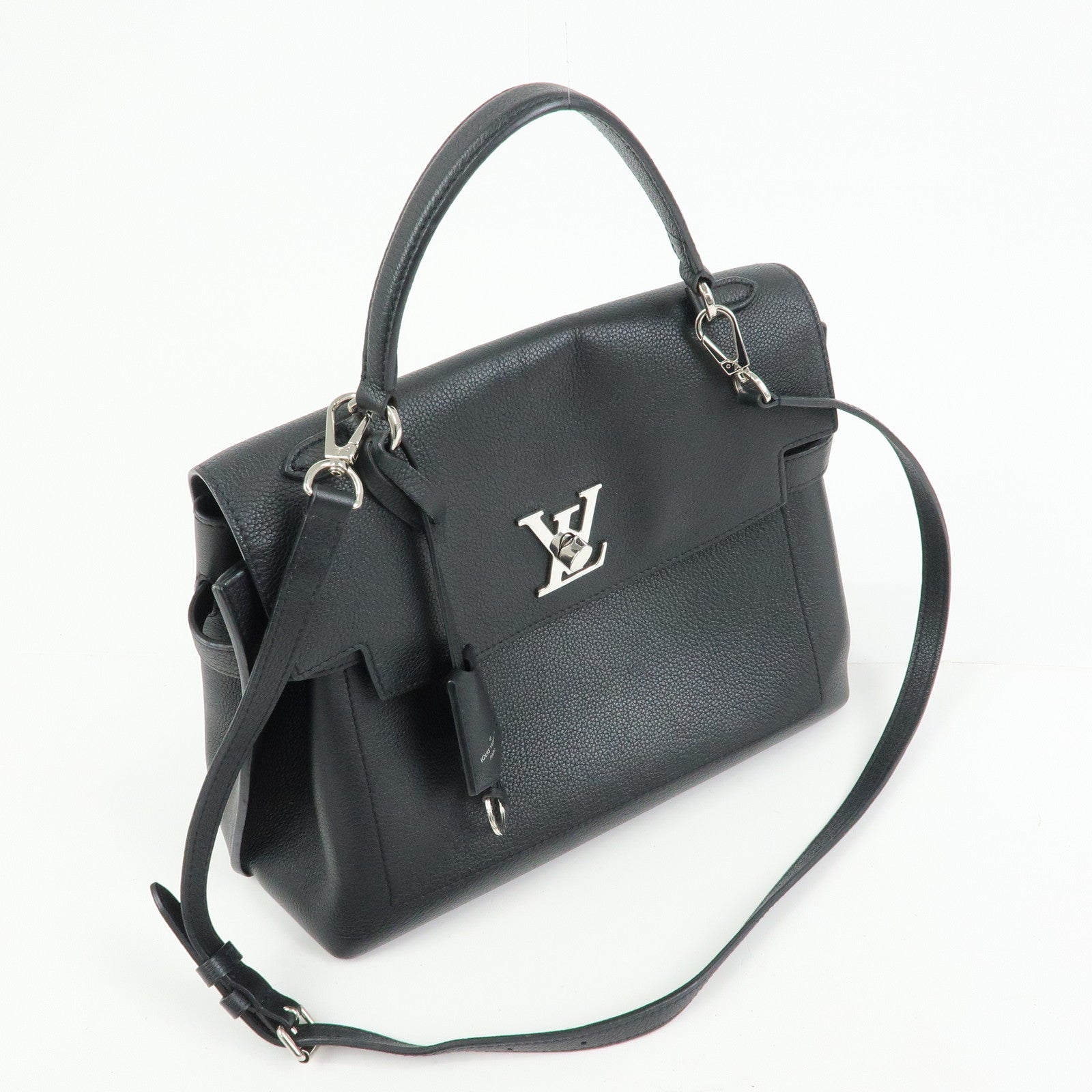Louis Vuitton Lockme Ever MM Calf Leather 2Way Hand Bag Black M51395