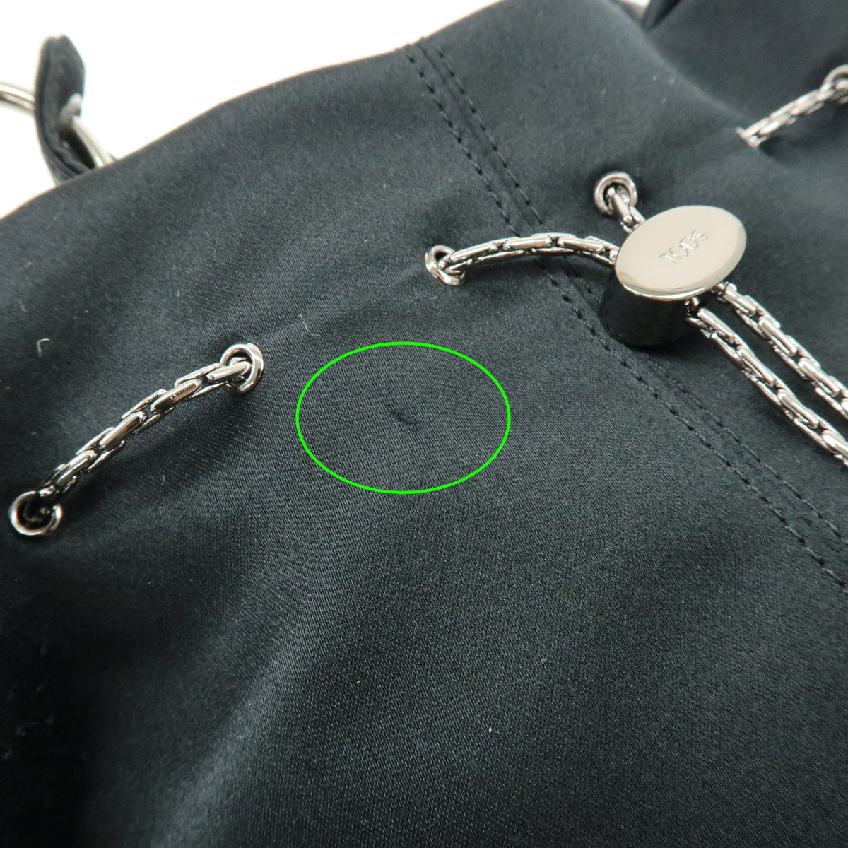 TOD'S Logo Nylon Shoulder Bag Hand Bag Black Silver