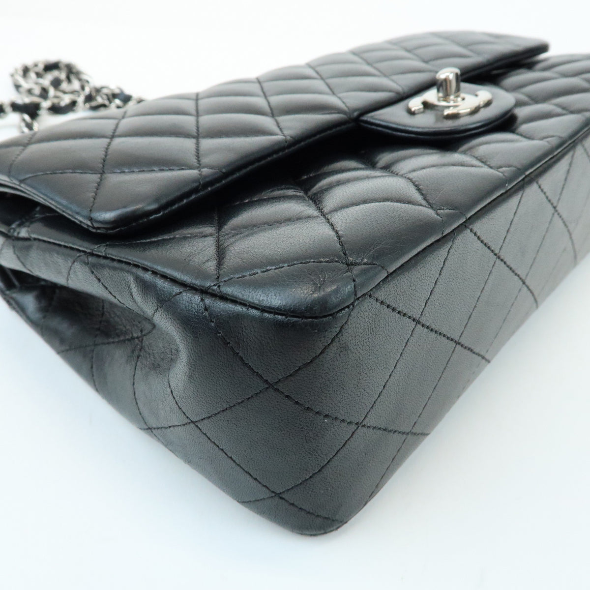 CHANEL Matelasse 25 Double Flap Lamb Skin Chain Shoulder Bag A01112