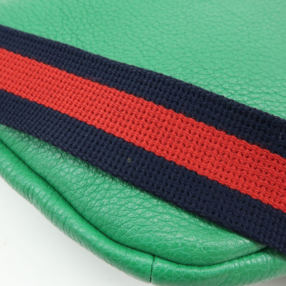 GUCCI Sherry Vintage Logo Leather Waist Bag Body Bag Green Red 493869