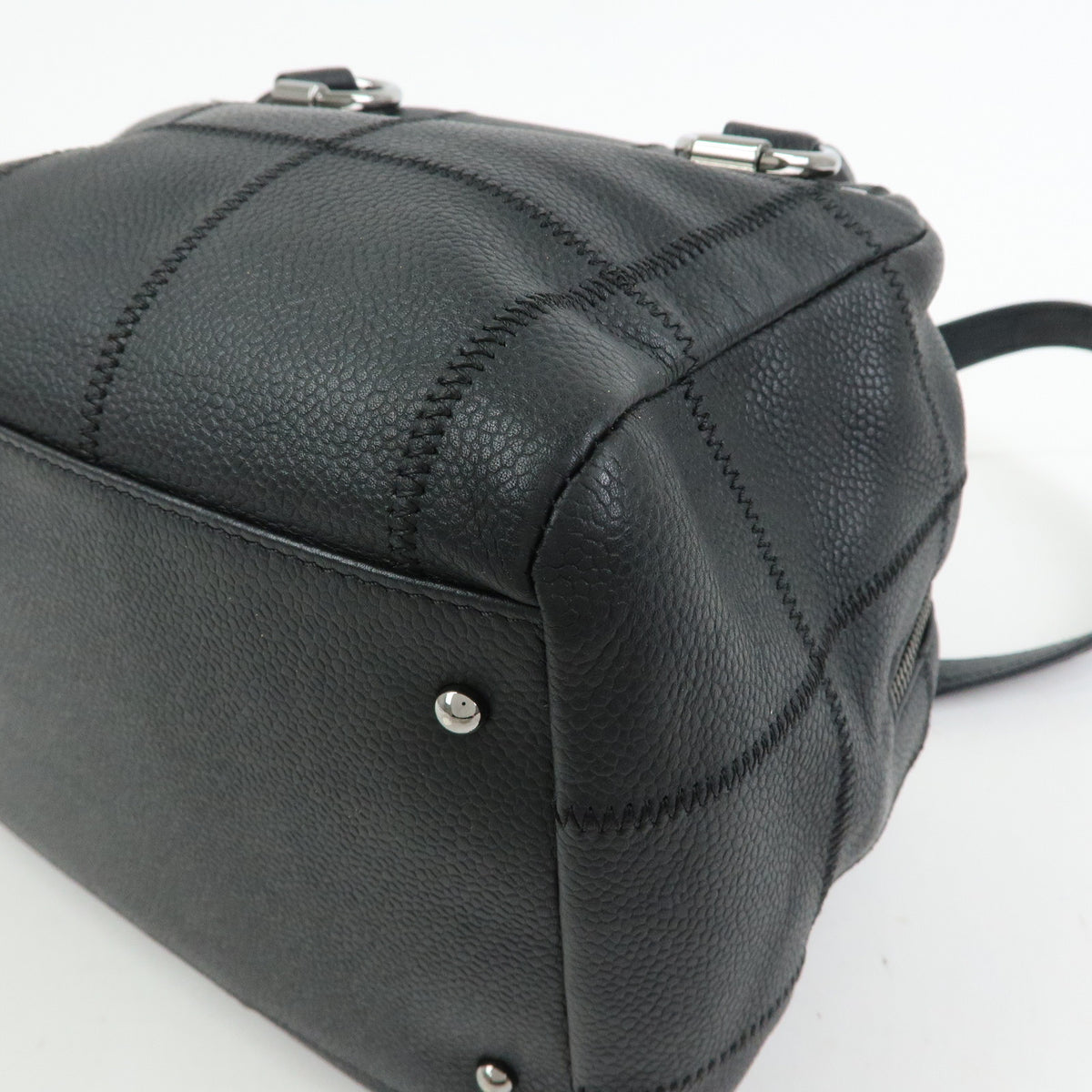 CHANEL Chocolate Bar Caviarskin Mini Boston Shoulder Bag Black A26134