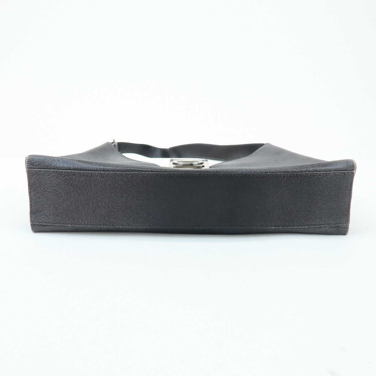 Ferragamo Gancini Leather Shoulder Bag Hand Bag Black Grey