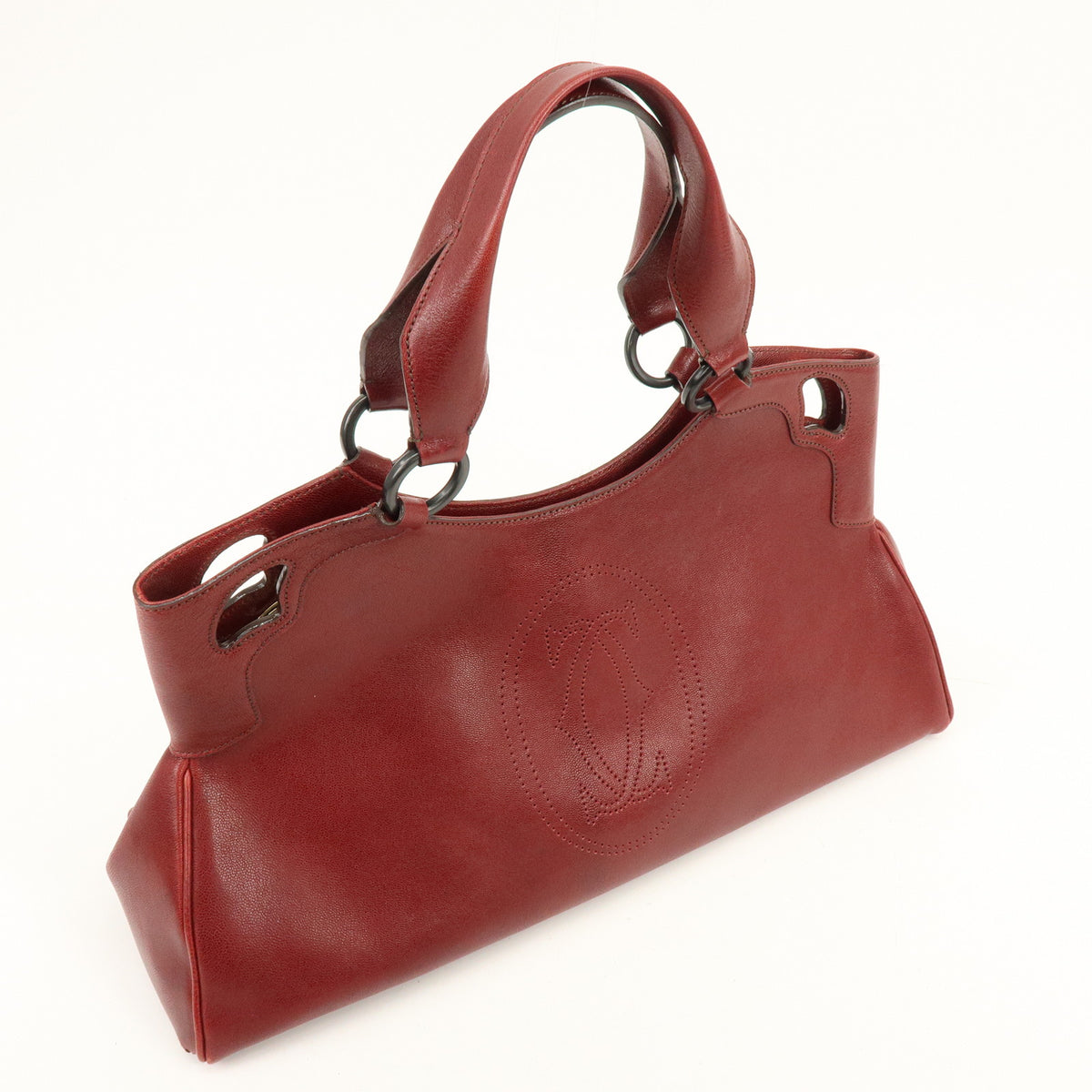 Cartier Marcello de Cartier Leather Tote Bag Hand Bag Bordeaux