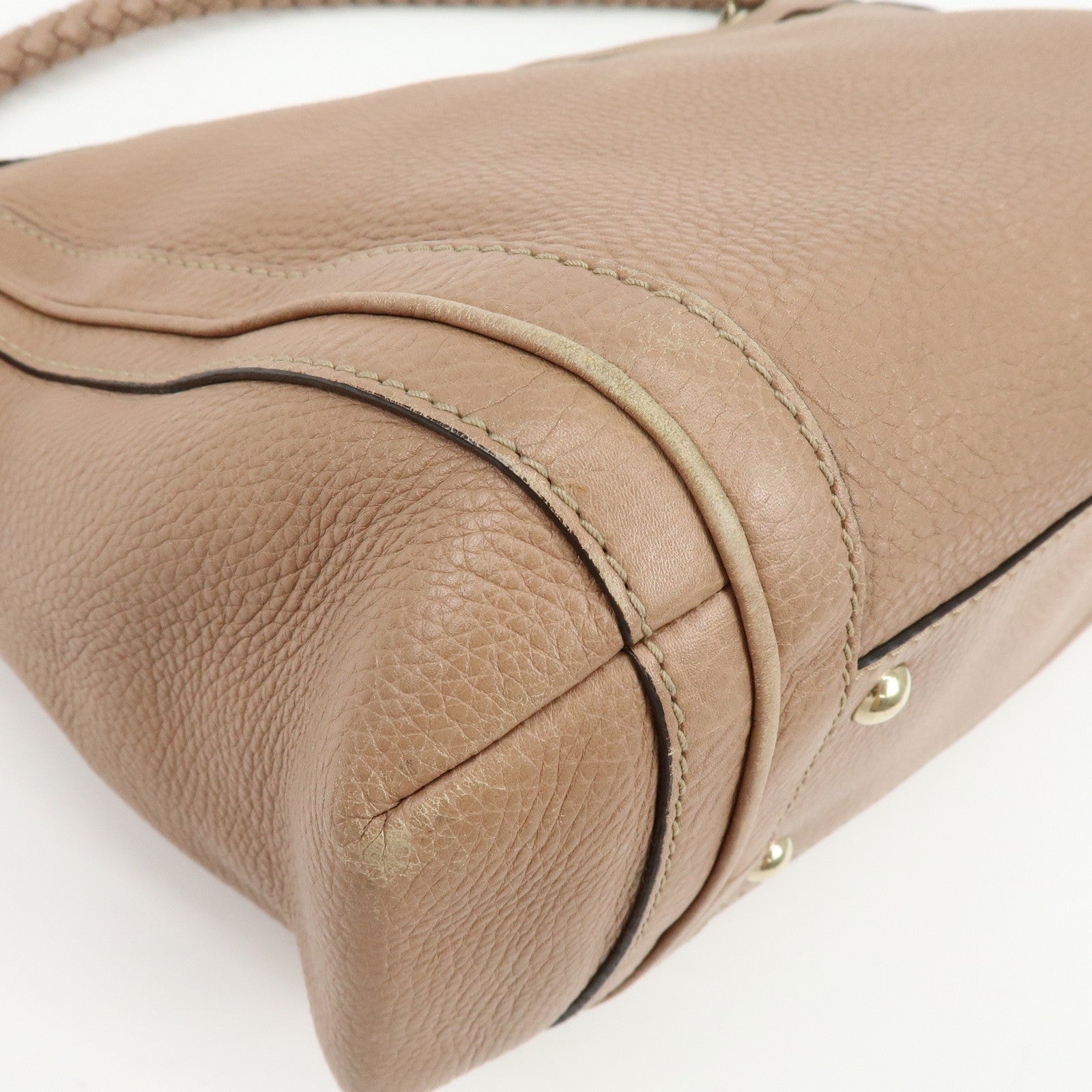 GUCCI Bamboo Leather Shoulder Bag Hand Bag Pink Beige 269949