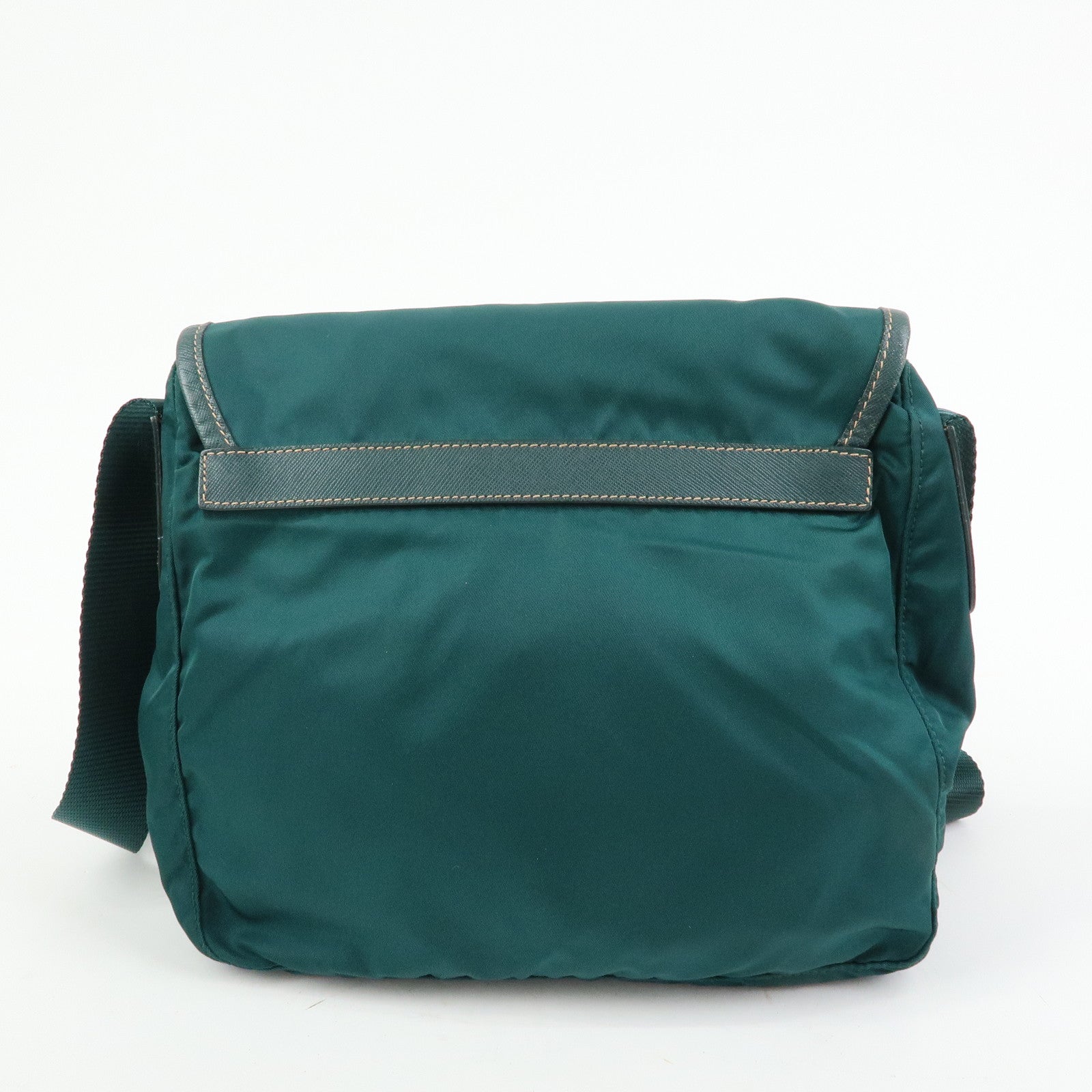 PRADA Triangle Logo Nylon Saffiano Leather Shoulder Bag Green