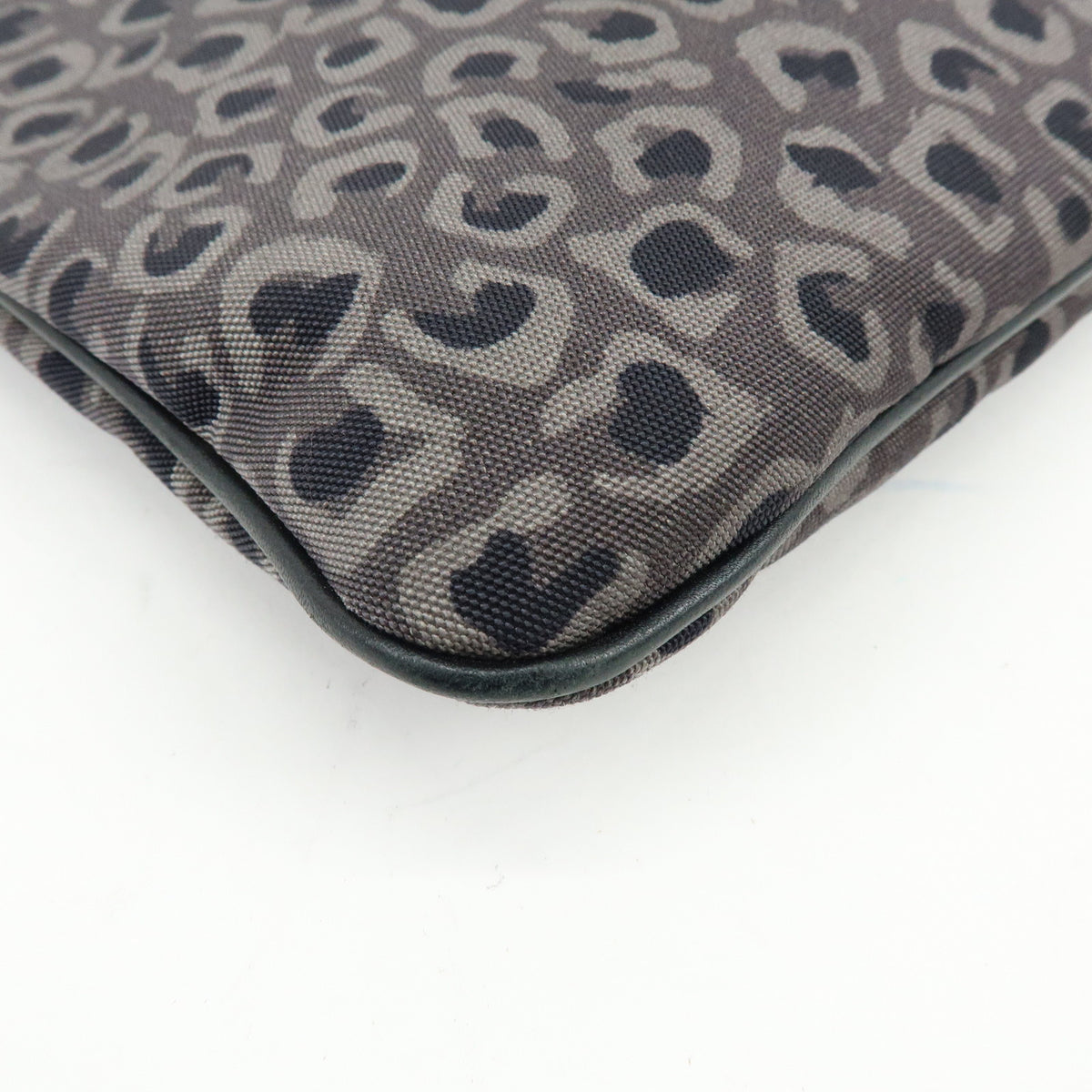 GUCCI Canvas Leather Clutch Bag Leopard Grey Black 353478
