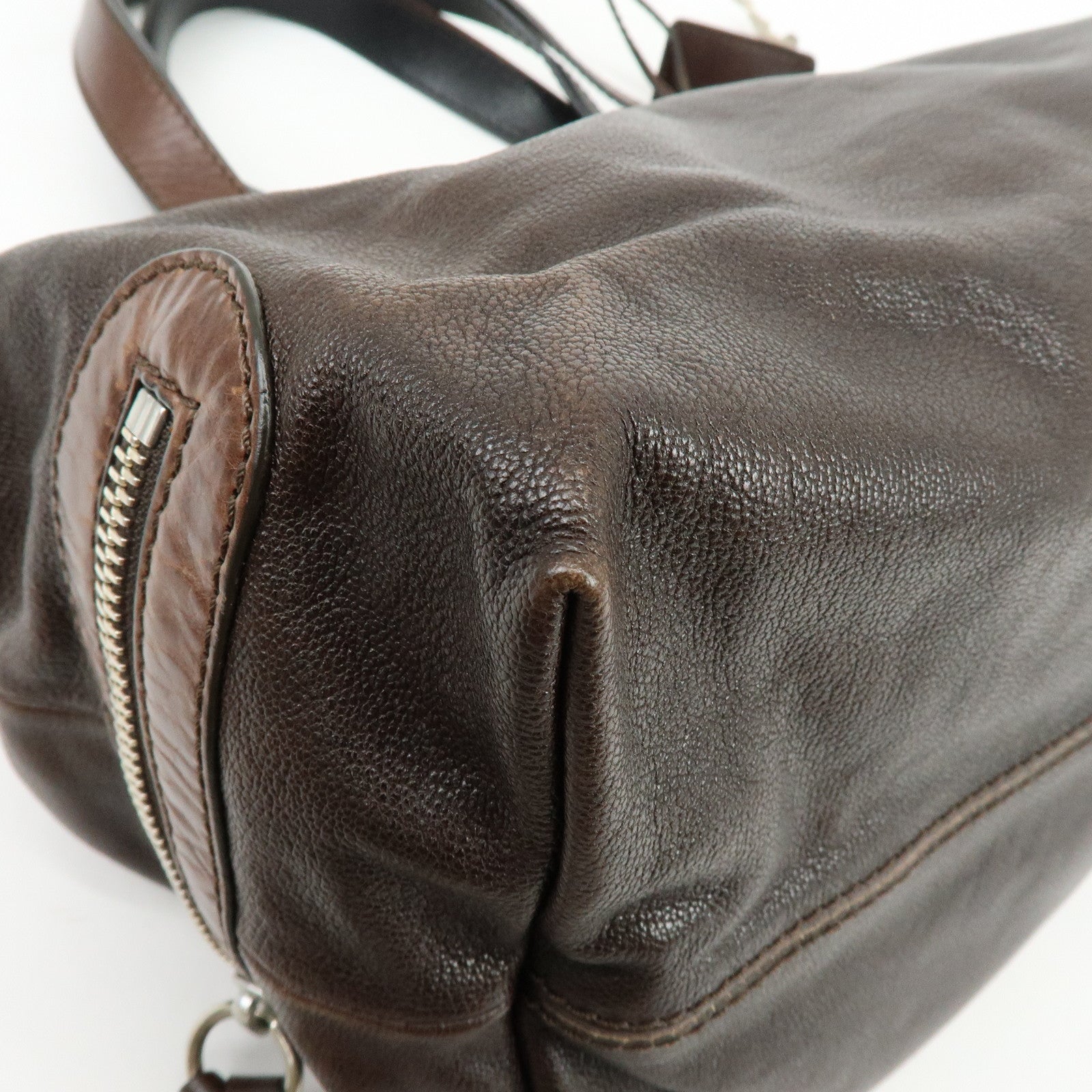 Chloe Kerala Leather Hand Bag Satchel Bag Brown Gold