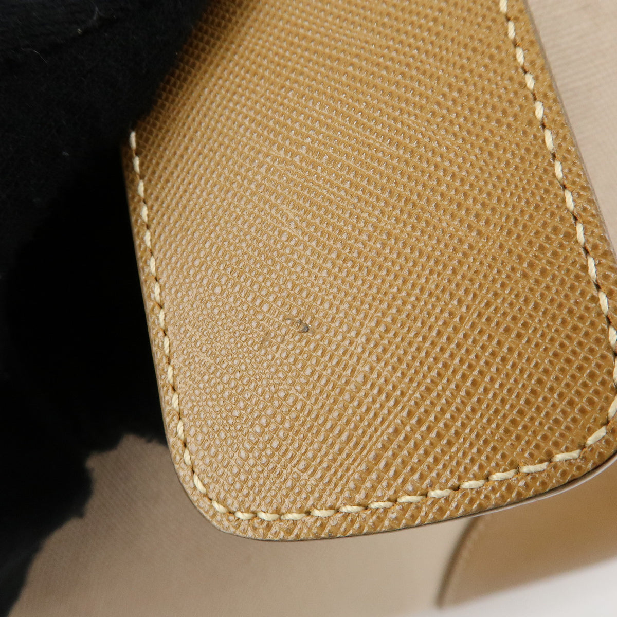 PRADA Triangle Logo Canapa City Canvas Saffiano Leather 2Way Bag Beige