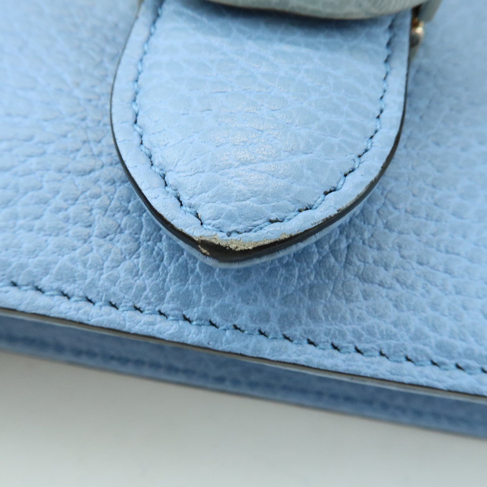 GUCCI Interlocking G Leather Chain Shoulder Bag Light Blue 510304