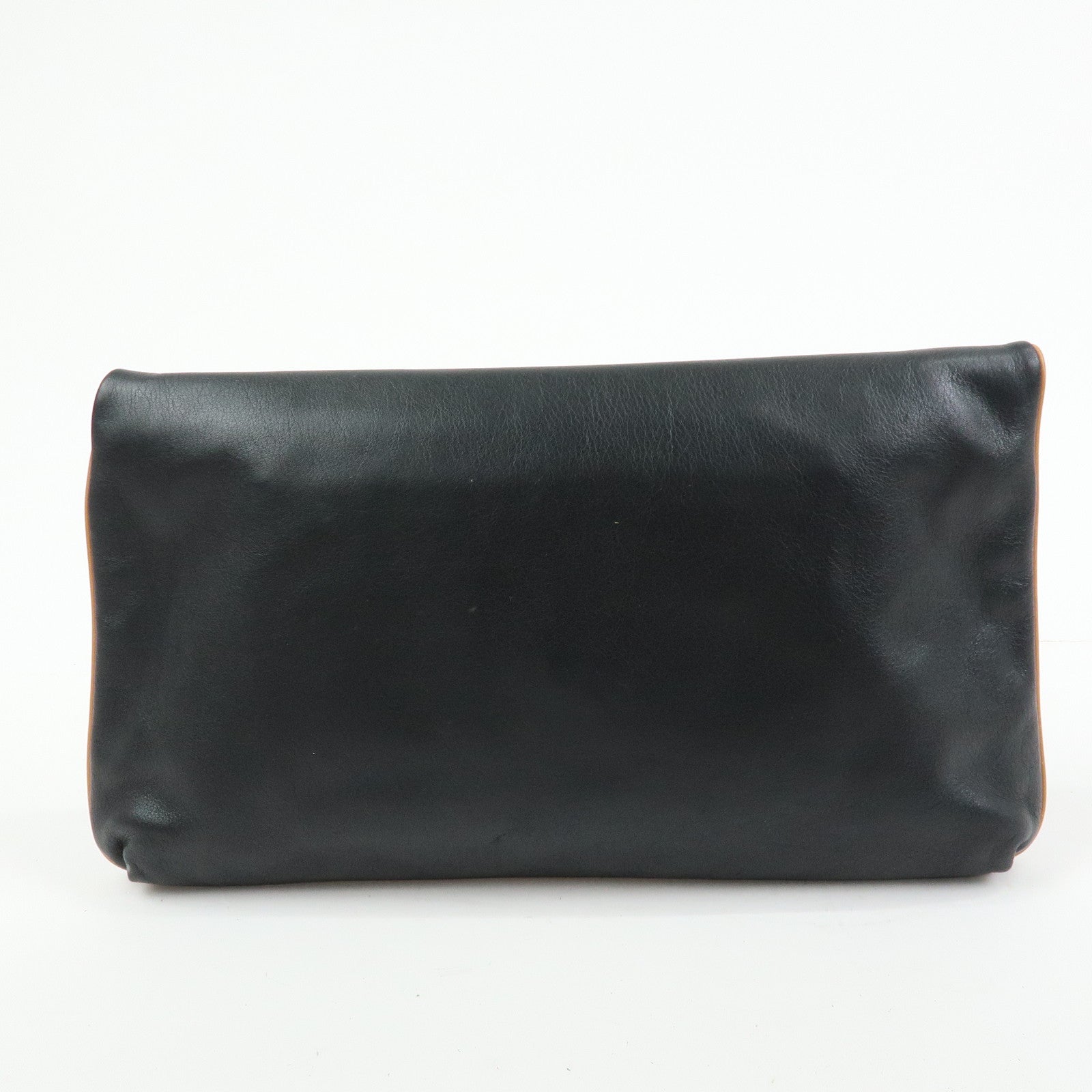 CELINE Macadam Leather Clutch Bag Flat Pouch Black