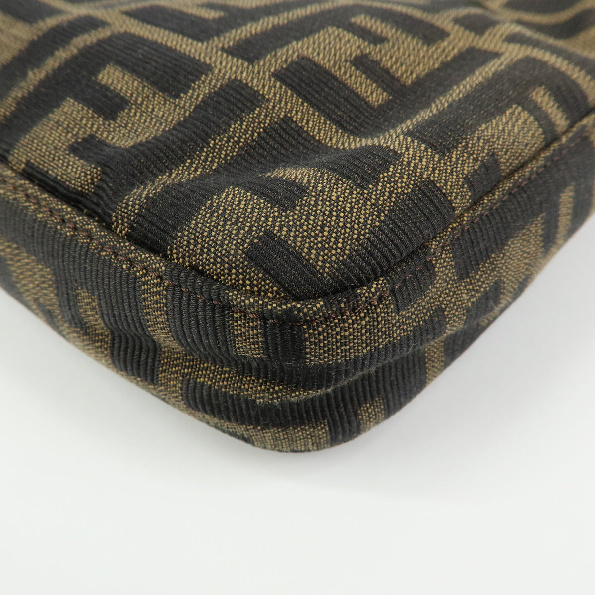 FENDI Zucca Canvas Leather Shoulder Bag Hand Bag Black Brown 26569