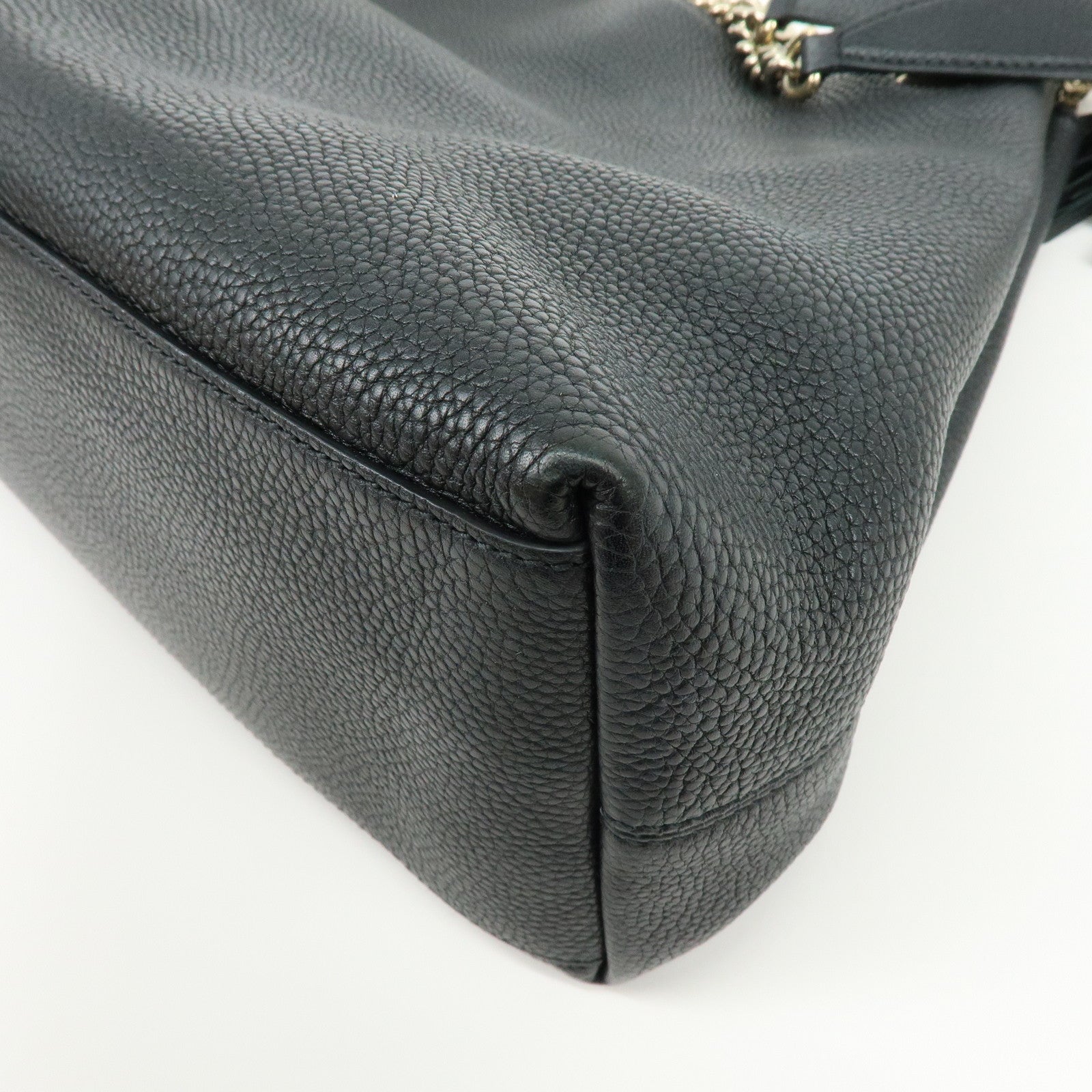 GUCCI SOHO Interlocking G Leather Chain Shoulder Bag Black 536196
