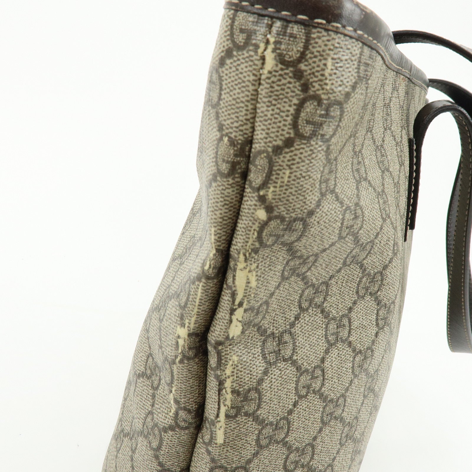 GUCCI GG Supreme Leather Tote Bag Shoulder Bag Beige Brown 211137