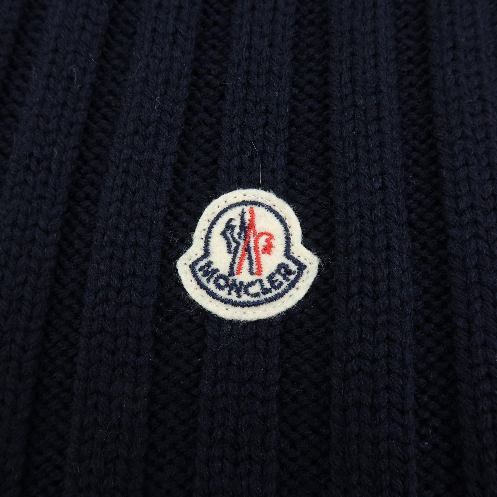 MONCLER Logo Wool 100% Scarf Stole Navy