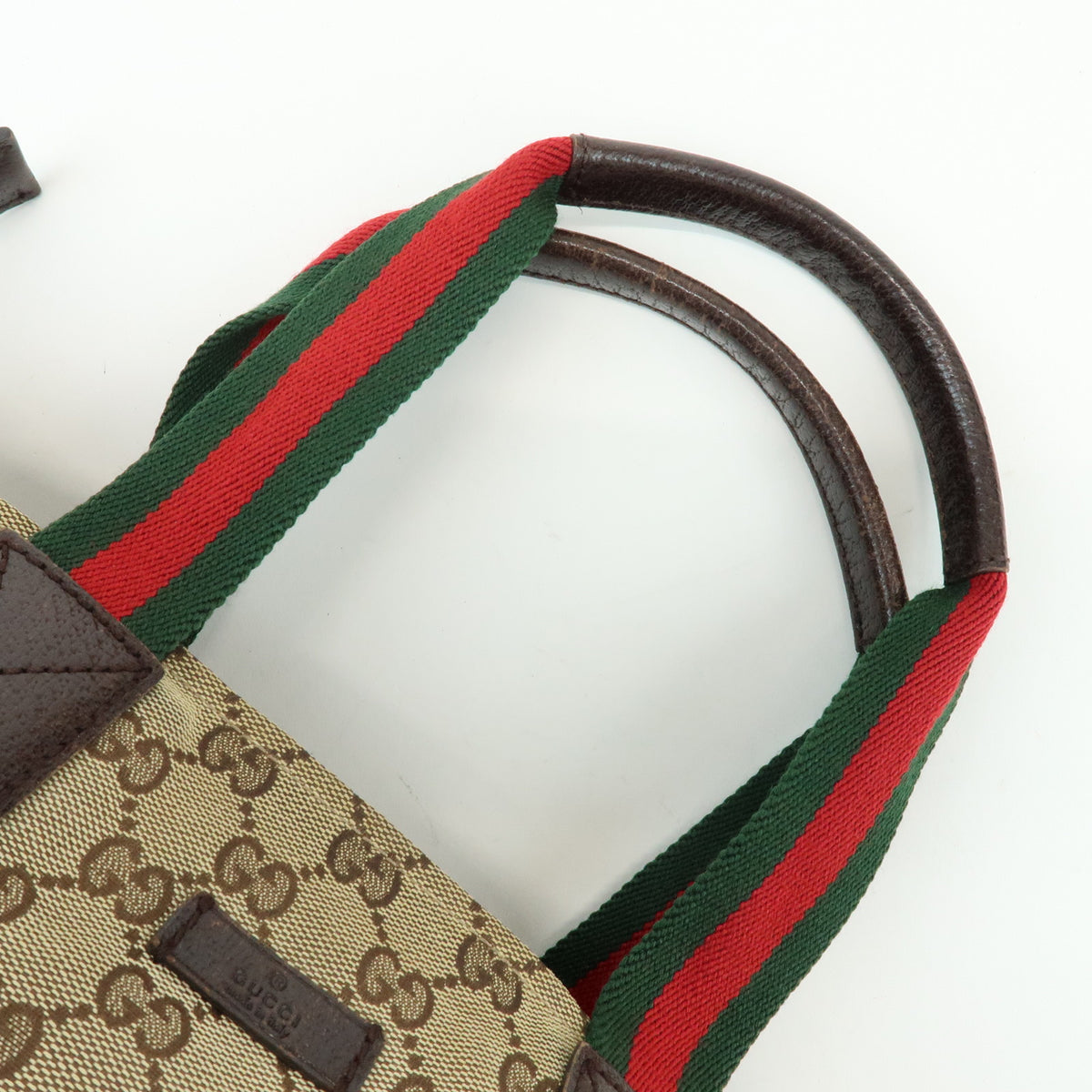 GUCCI Sherry GG Canvas Leather Tote Bag Hand Bag Beige Brown 131228