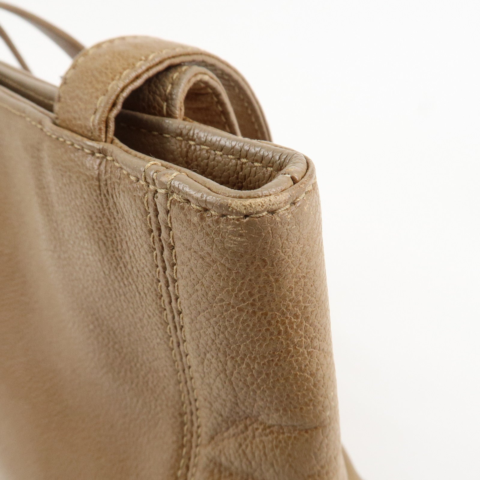 CHANEL COCO Mark Caviarskin Leather Bag Tote Bag Shoulder Bag Beige Used