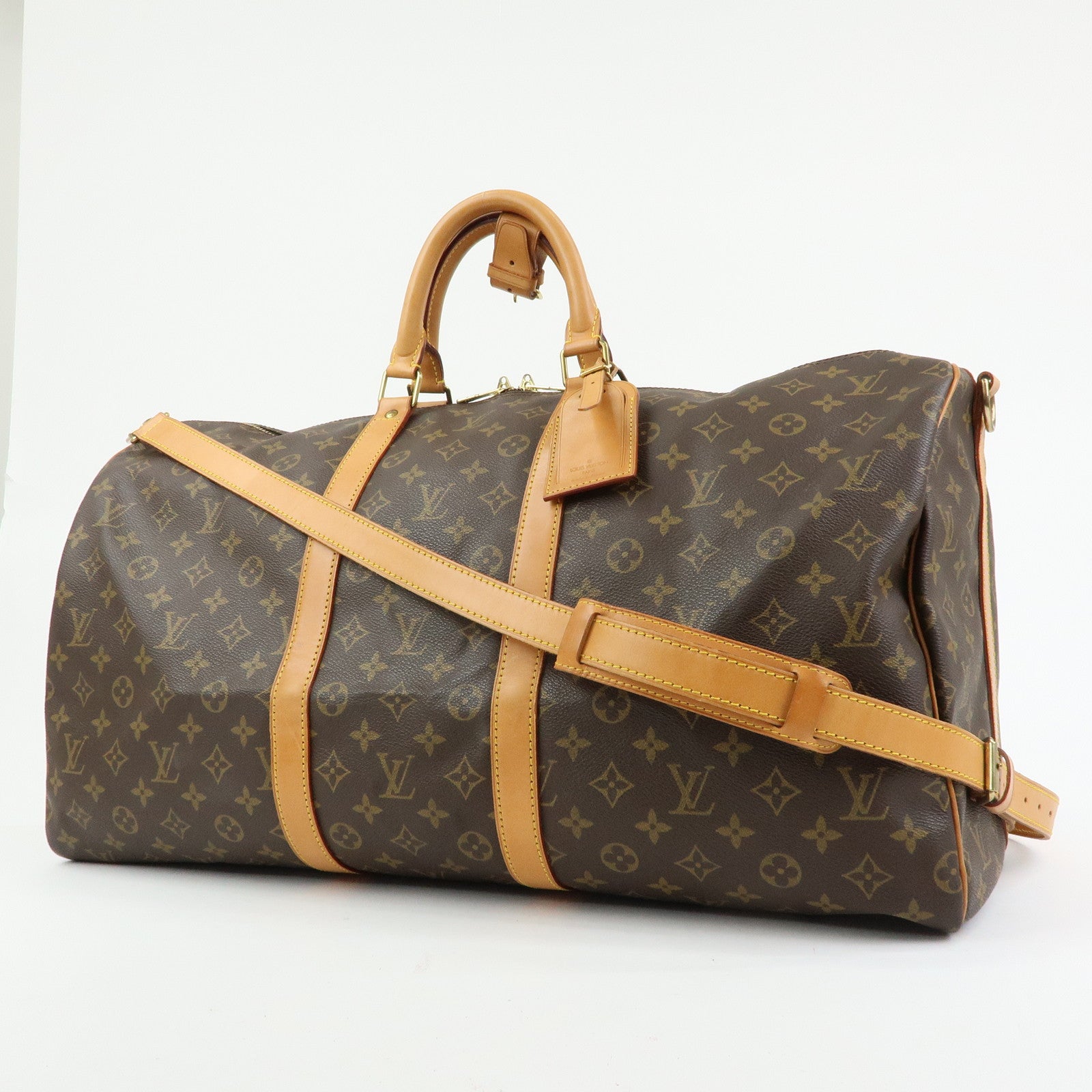 Louis Vuitton Keep All Bandouliere 55 Boston Bag Brown M41414