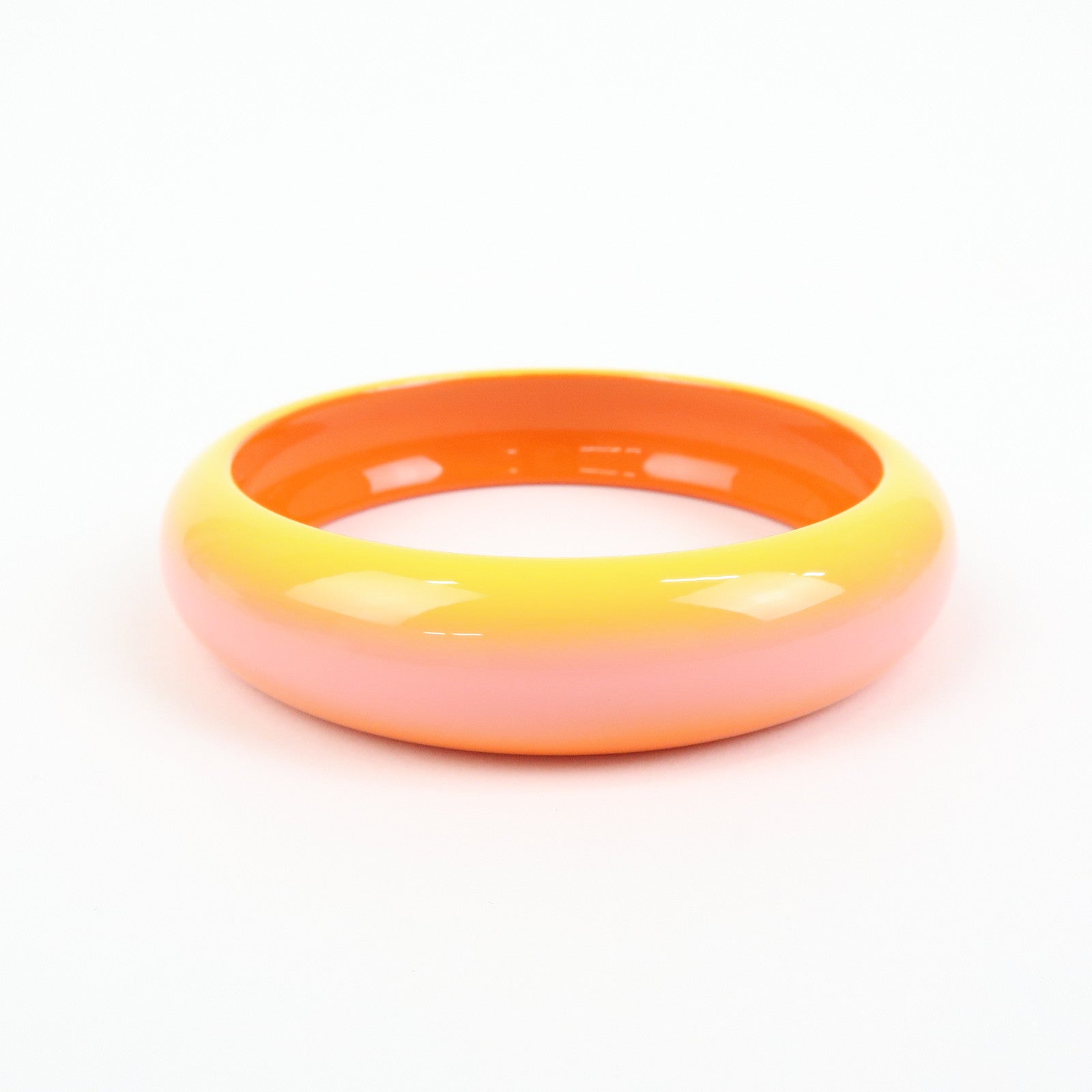 HERMES Fusion Lacquered Wood Bangle Bracelet Orange Pink