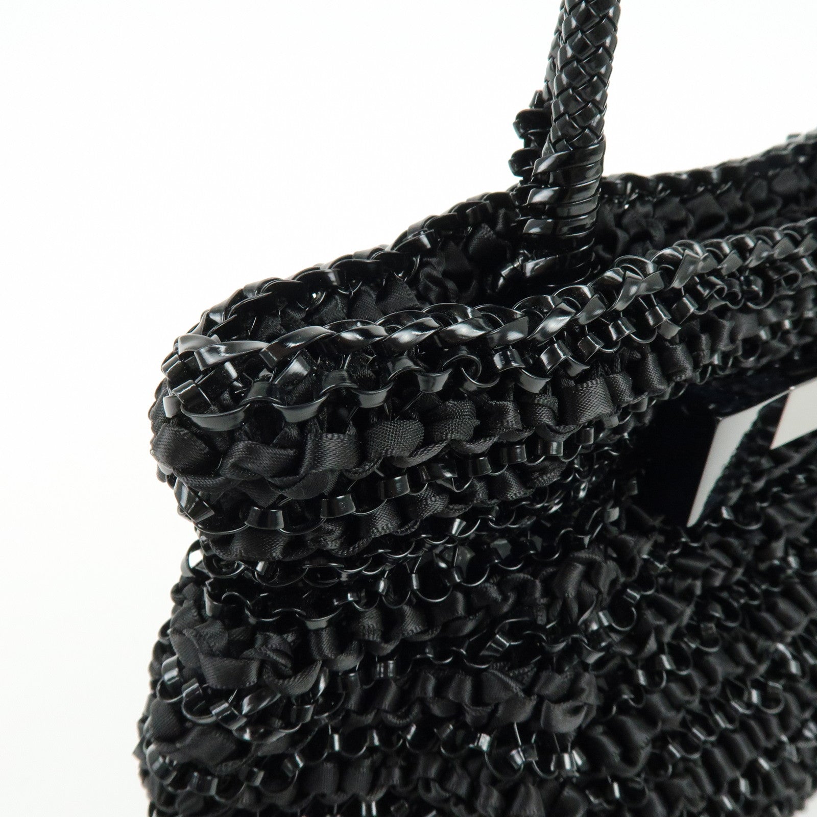 ANTEPRIMA Wire Bag PVC Satin 2Way Bag Hand Shoulder Bag Black