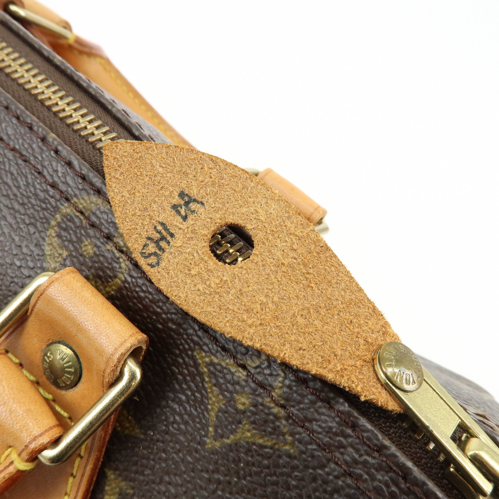 Louis Vuitton Monogram Speedy 25 Canvas Leather Boston Bag Brown M41528