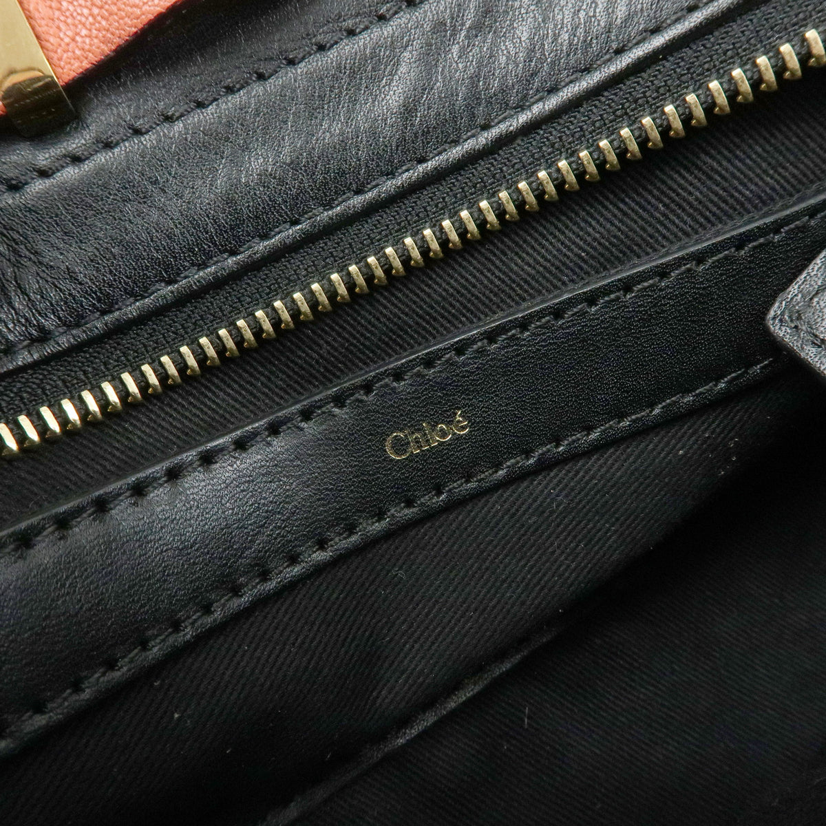 Chloe Logo Alice Leather 2Way Bag Hand Bag Shoulder Bag Orange Black