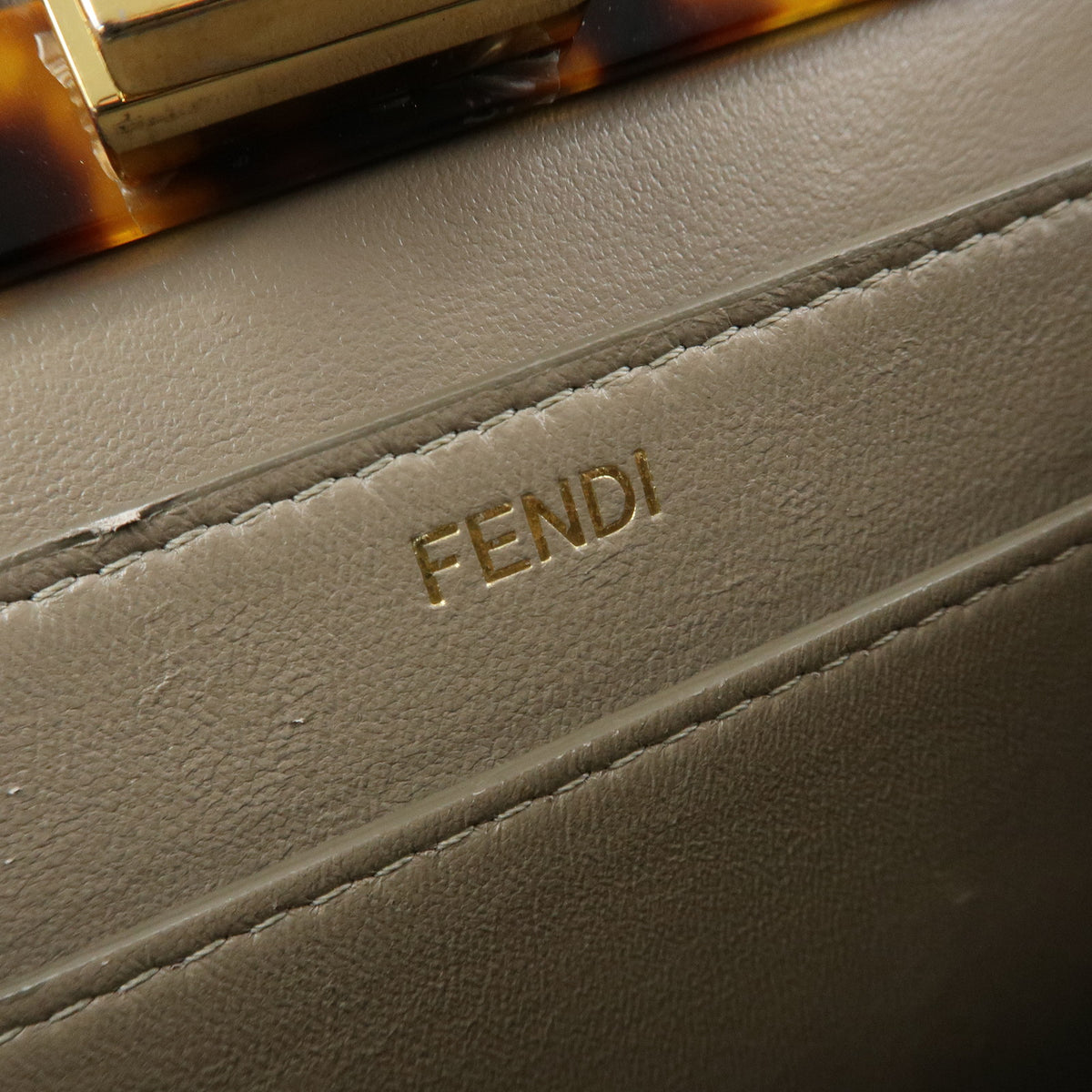 FENDI Peek a Boo ISeeU Small Leather 2Way Bag Hand Bag Greige 8BN327