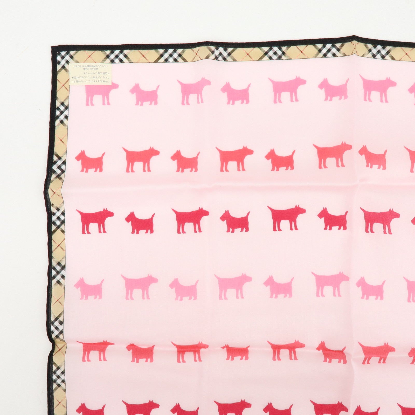 BURBERRY Set of 2 Nova Plaid Cotton 100% Handkerchief Scarf Pink Beige