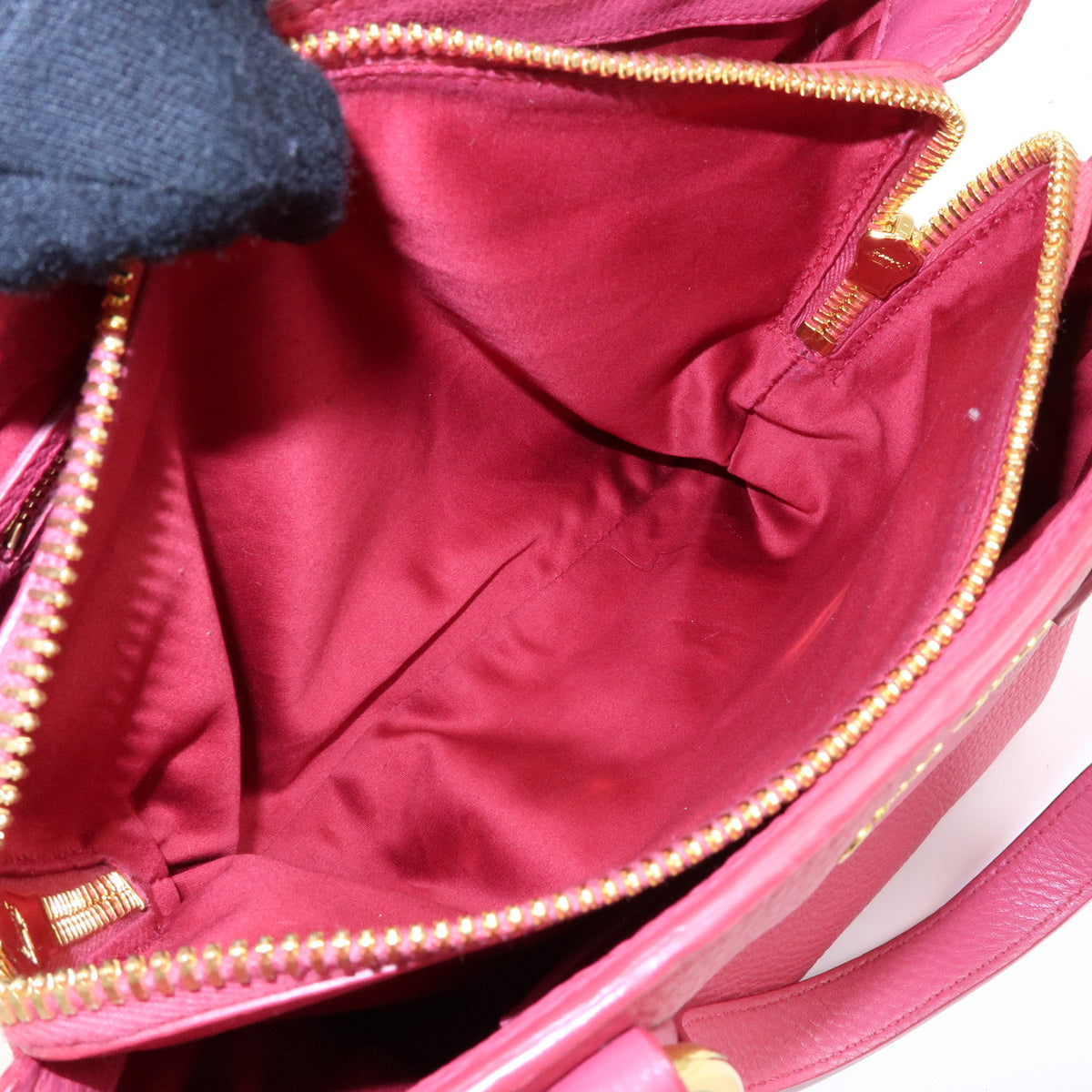 MIU MIU Vitello Caribu Leather 2Way Shoulder Bag Pink RN0757